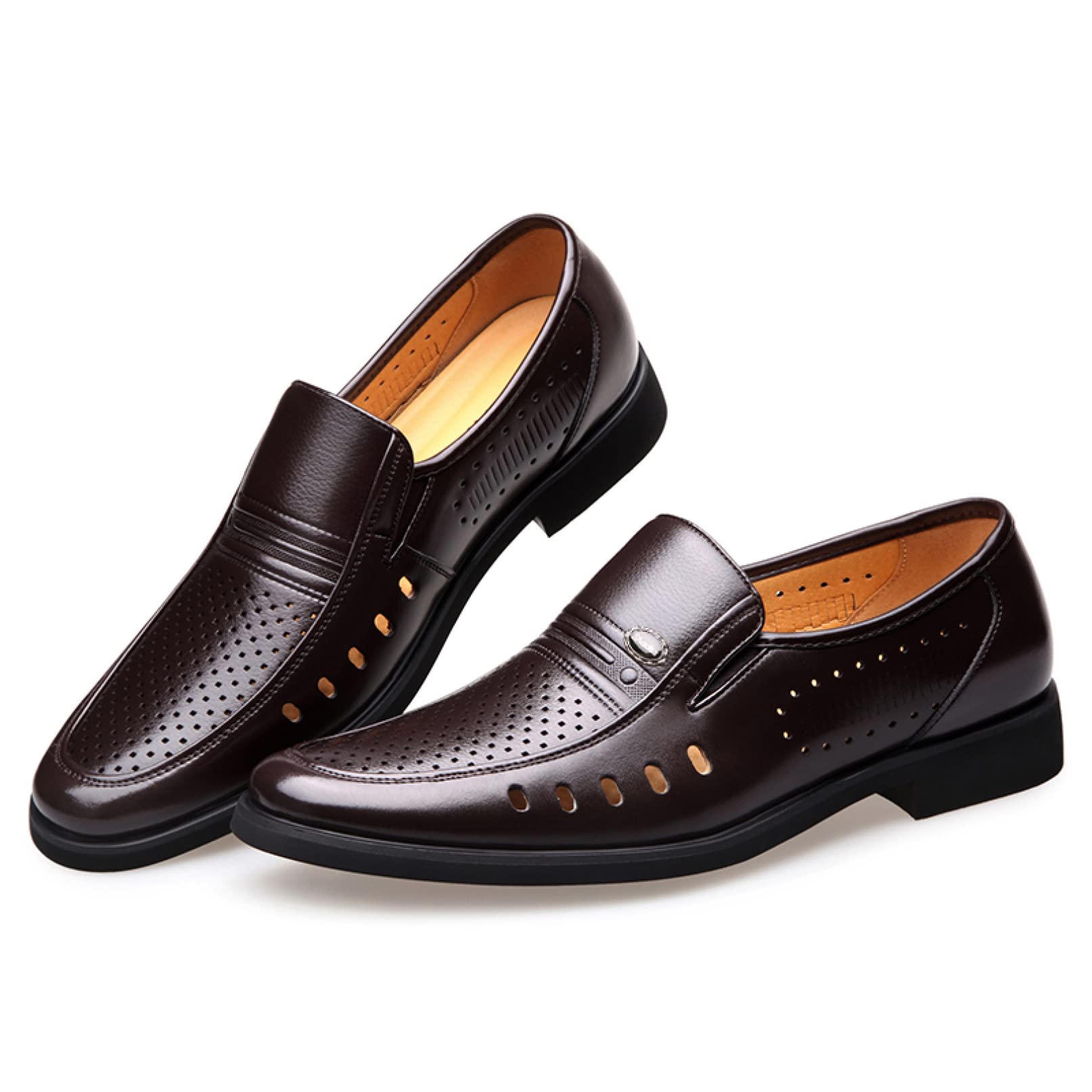 **Men's Breathable Leather Loafers - Summer Office Dress Shoes for Business & Formal Wear | Slip-On Comfort & Style for Work, Weddings & Casual Outings**