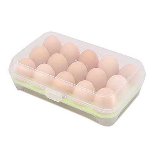 KPS 15 Grids Single Layer Egg Storage Box - Refrigerator & Kitchen Organizer | Plastic Egg Holder Tray for Fresh Eggs | Perfect for Fridge, Pantry, and Farmhouse Use