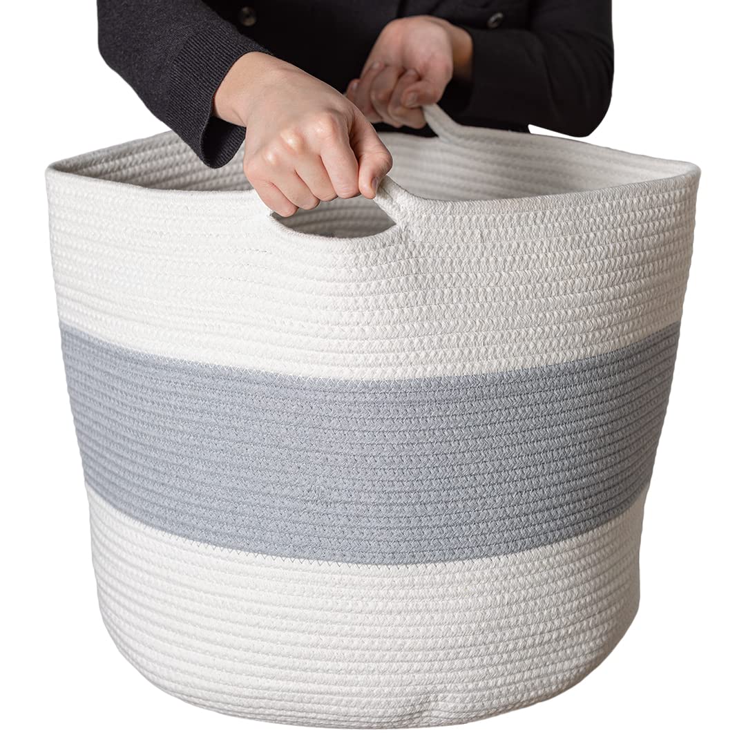 Reppit Large Collapsible Woven Laundry Basket - Double Stitched Storage Hamper for Clothes, Toys & Home Organization | Perfect for Bedroom, Nursery, Laundry Room & Dorm Storage