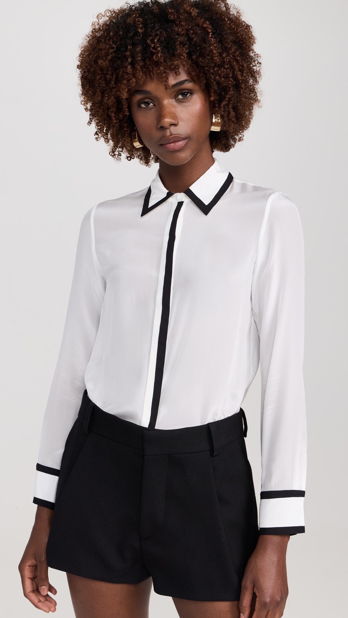 Alice & Olivia Women's Willa Placket Top - Stylish Casual Blouse for Work, Date Night & Everyday Wear