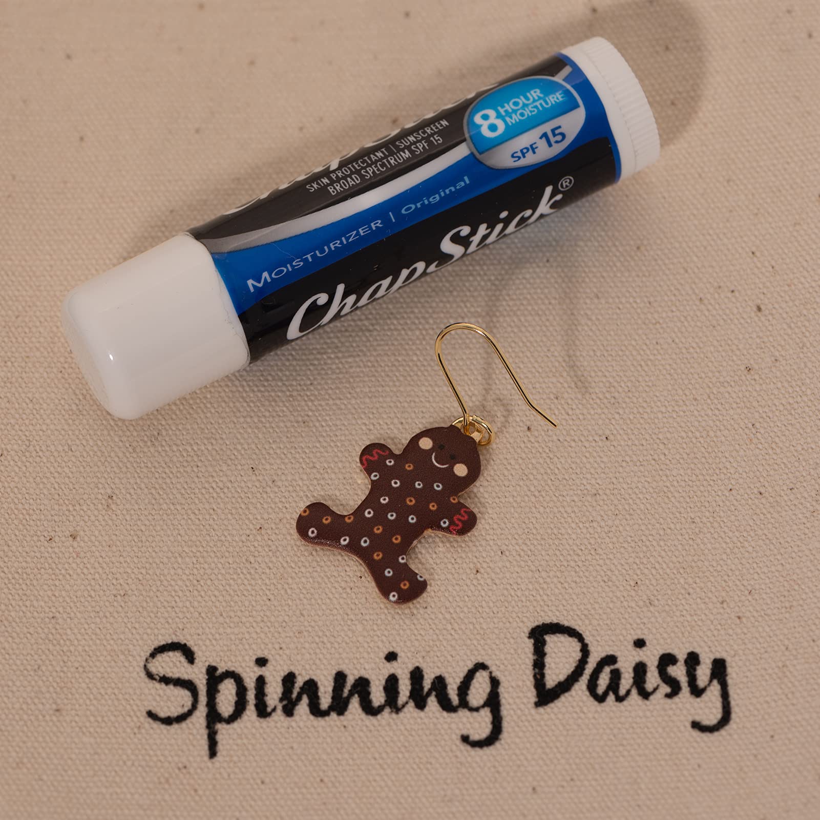 Spinning Daisy Dangling Cookie Man Gingerbread Earrings - Christmas Holiday Baking Party Jewelry Gift for Women & Girls