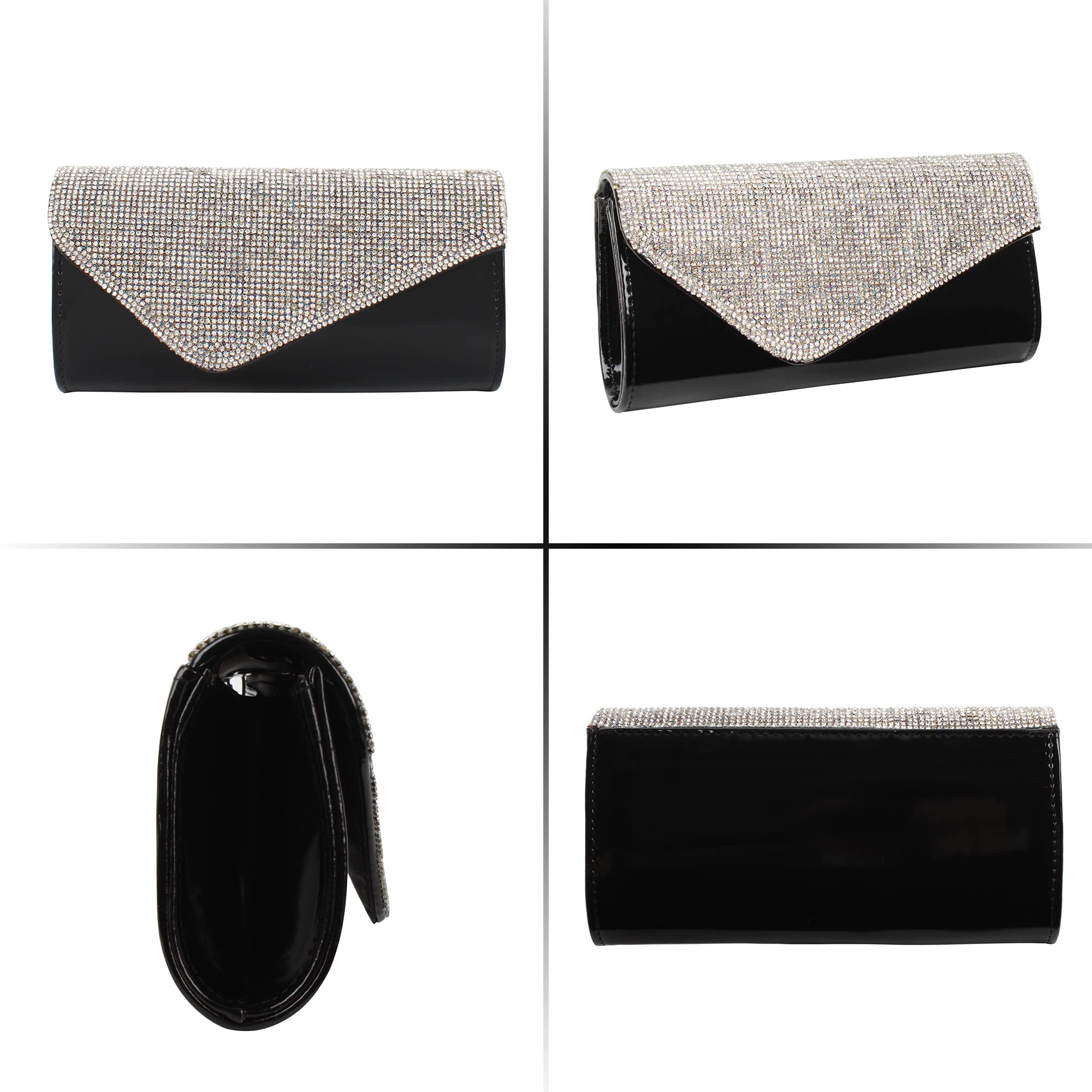Sparkly Rhinestone Evening Clutch Purse - Elegant Sequined Handbag for Women, Crossbody & Shoulder Bag for Parties, Weddings & Formal Events