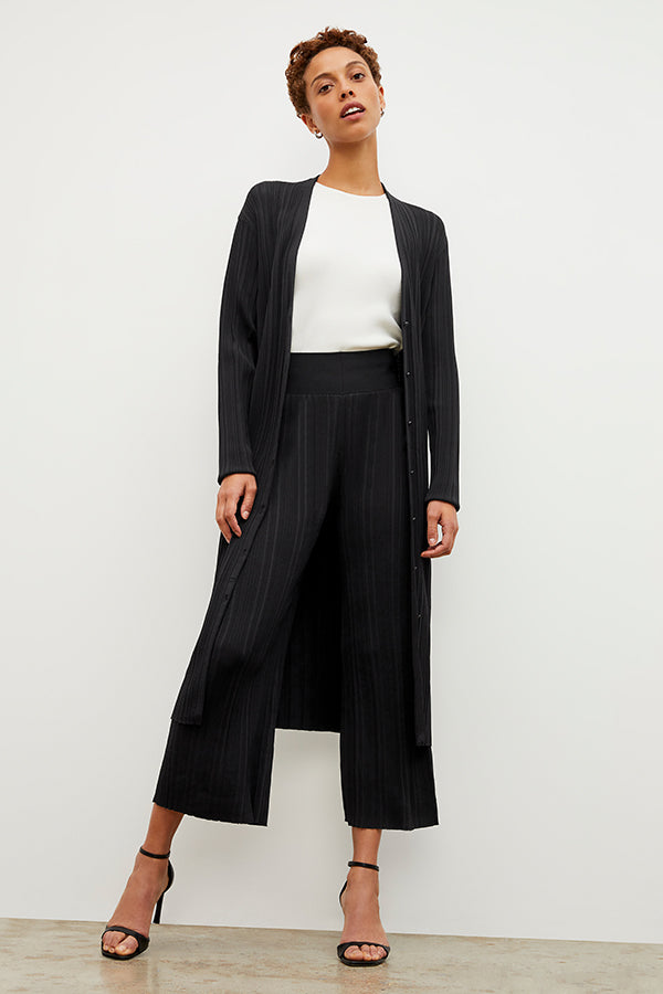 Marijane Pant Textured Knit Women's High Waisted Pants - Black | Comfortable Stretchy Lounge Pants for Yoga, Travel & Casual Wear