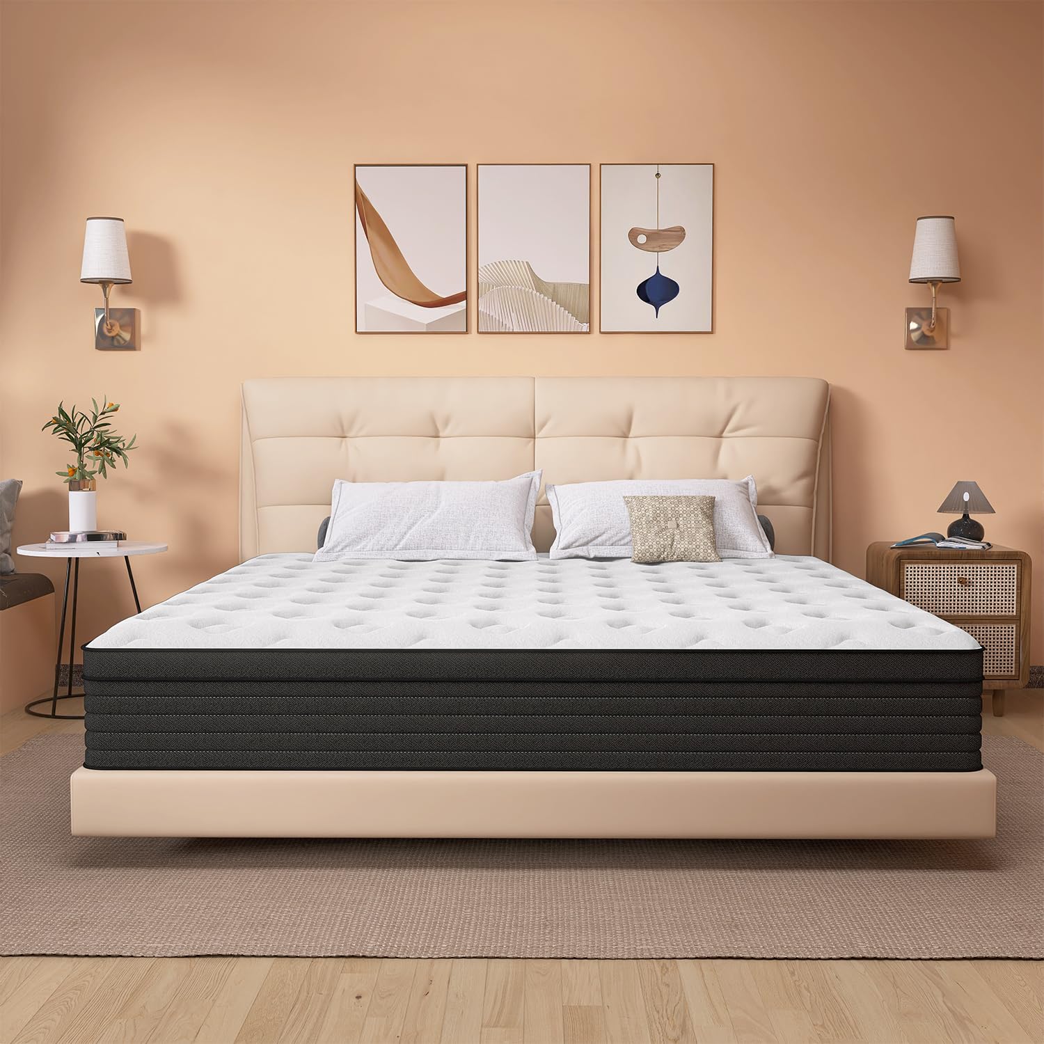 8 Inch Hybrid Queen Mattress with Gel Memory Foam & Pocket Springs - Medium Firm Support, Pressure Relief, Bed in a Box for Back Pain | Perfect for Master Bedrooms, Guest Rooms & Apartments