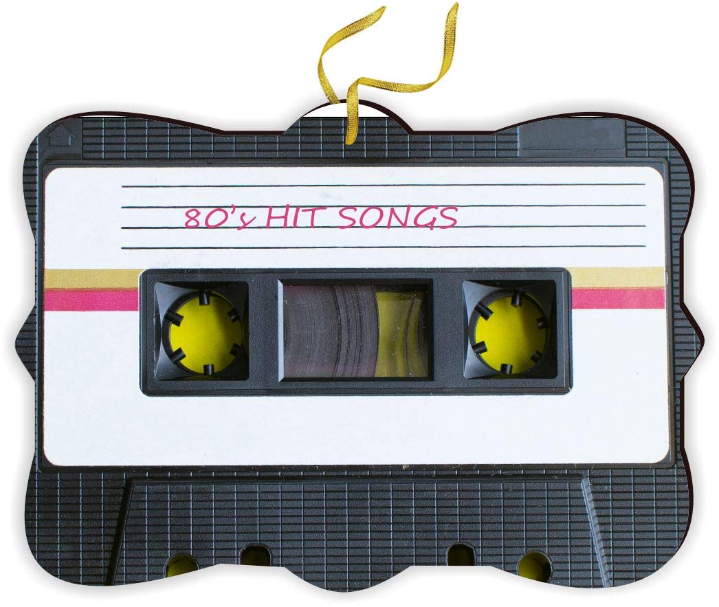 80's Hit Songs Cassette Tape Christmas Ornament - Retro Music Decor with Hanging String for Tree & Car Mirror Accessory | Perfect Vintage Gift for Music Lovers & Holiday Decorations