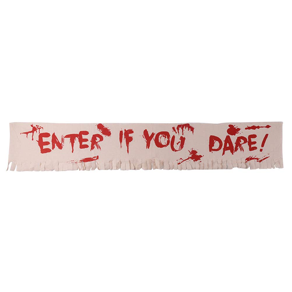BESPORTBLE Halloween Banner - 'Enter If You Dare' Hanging Sign for Party, Home, Bar & Club Decor - Spooky Halloween Party Favors & Decorations | Perfect for Haunted House, Trick or Treat & Halloween Night Decor
