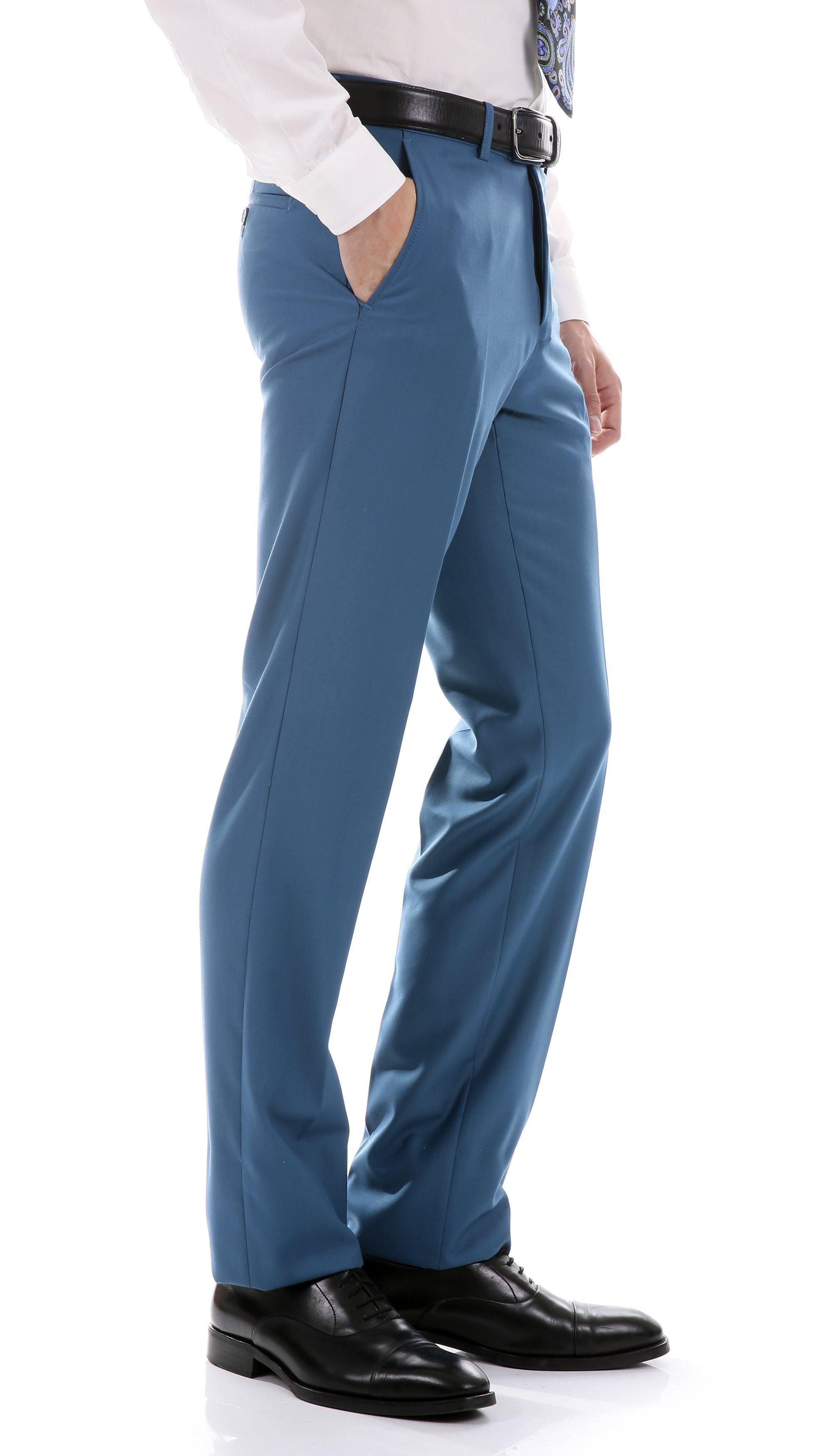 Oslo Collection Slim Fit 2-Piece Suit for Men - Teal Blue Business Formal Attire | Perfect for Weddings, Office Meetings & Special Occasions