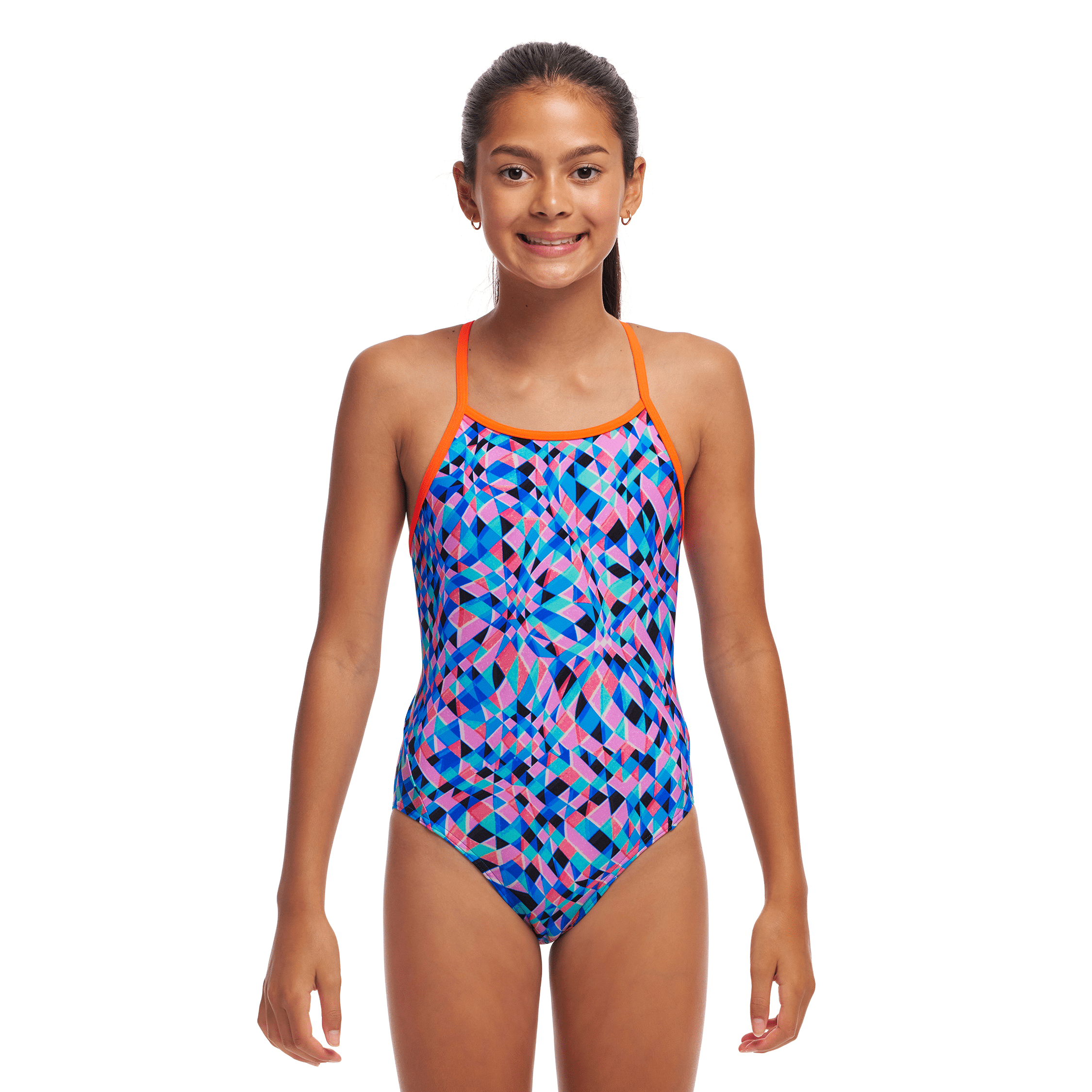Funkita Warp Tour Diamond Back Girls Swimsuit - Stylish One-Piece Bathing Suit for Teens & Kids - Perfect for Pool Parties, Beach Vacations & Summer Swimming