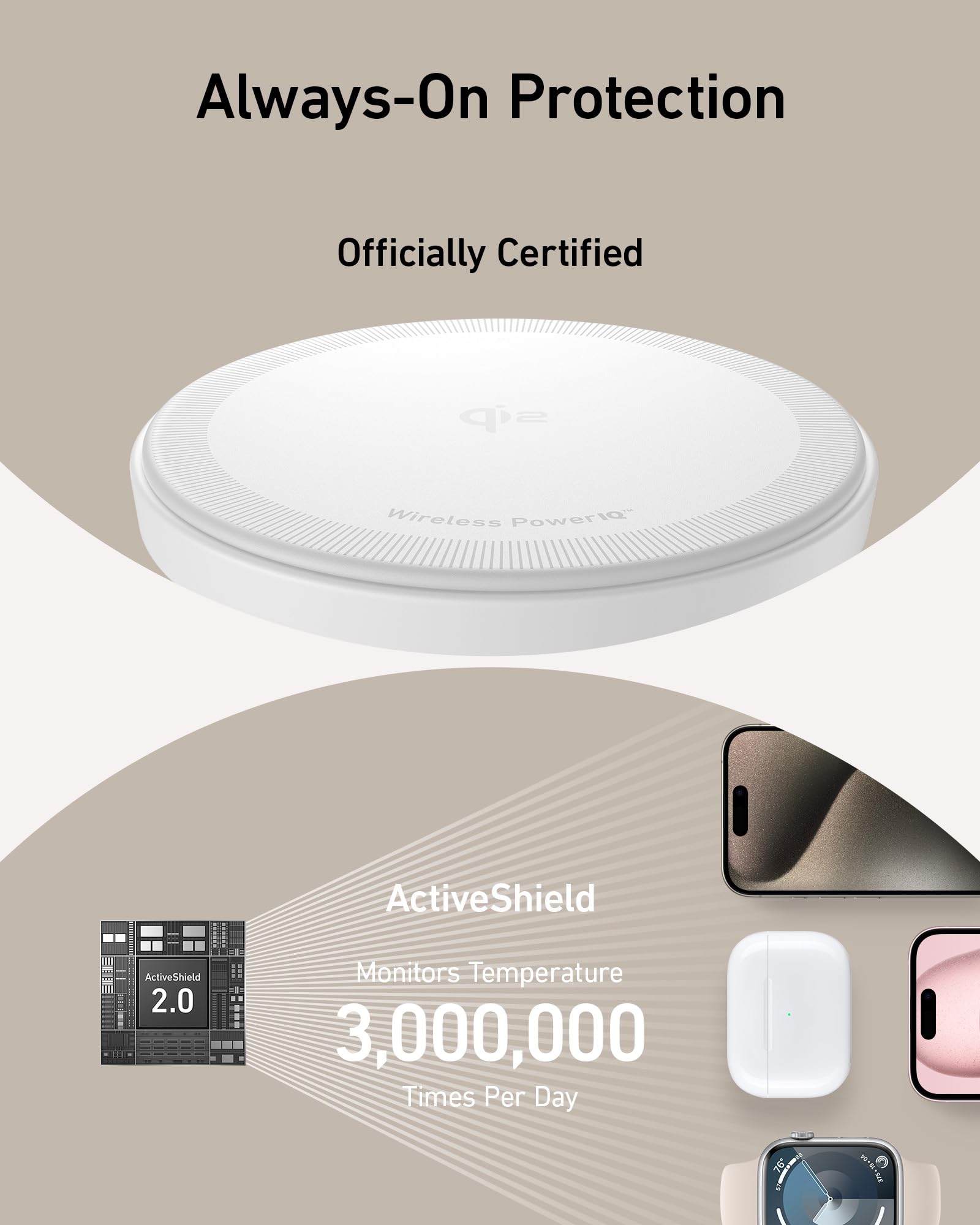 Anker 3-in-1 Wireless Charging Station with MagSafe | Qi2 Certified 15W Fast Charging Stand for iPhone 15/14/13 Series, AirPods Pro & Apple Watch Ultra | Includes USB-C Cable | Perfect for Home, Office & Travel Charging