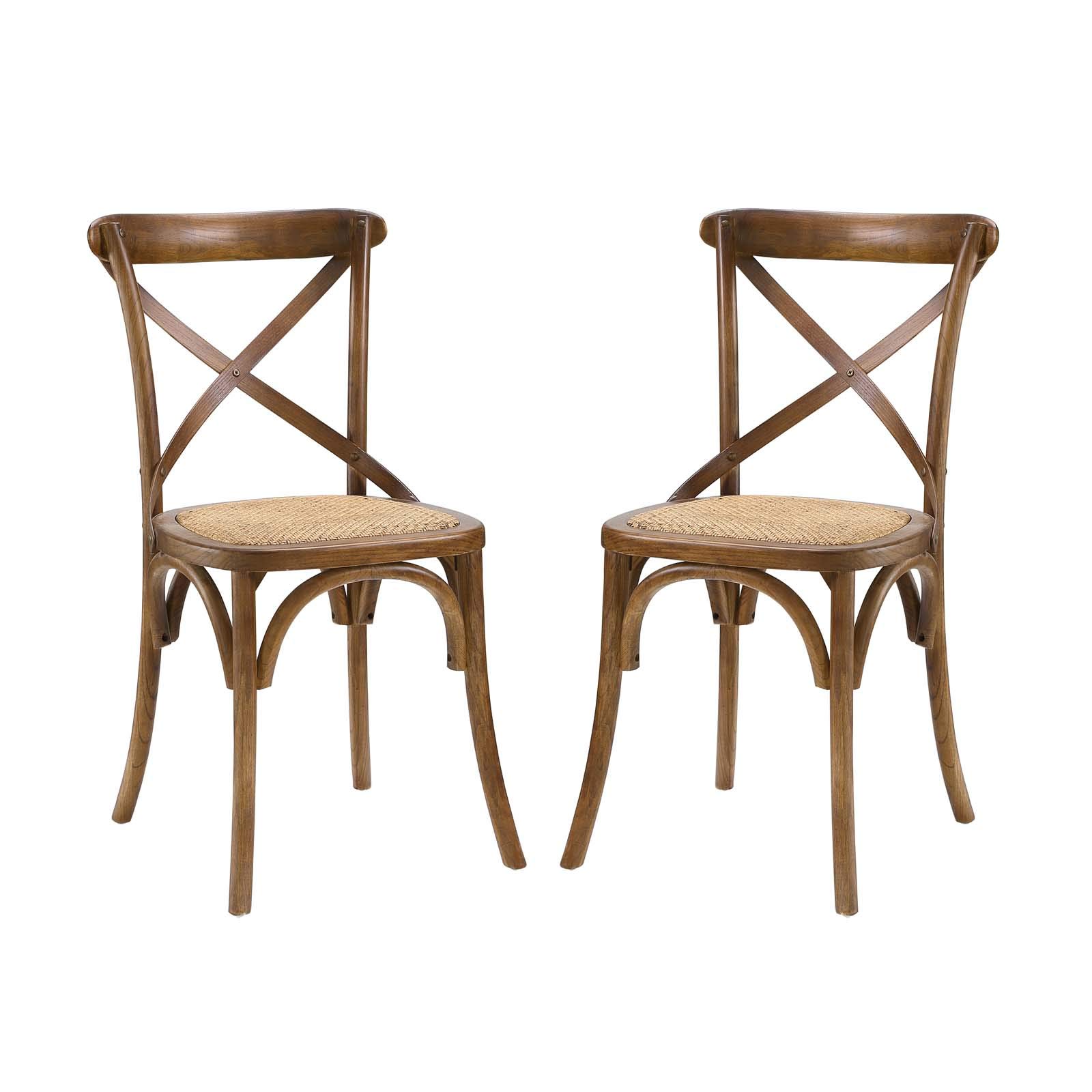 Modern Contemporary Urban Design Wooden Dining Chairs - Set of 2 Brown Kitchen Side Chairs for Dining Room, Breakfast Nook & Small Space Decor