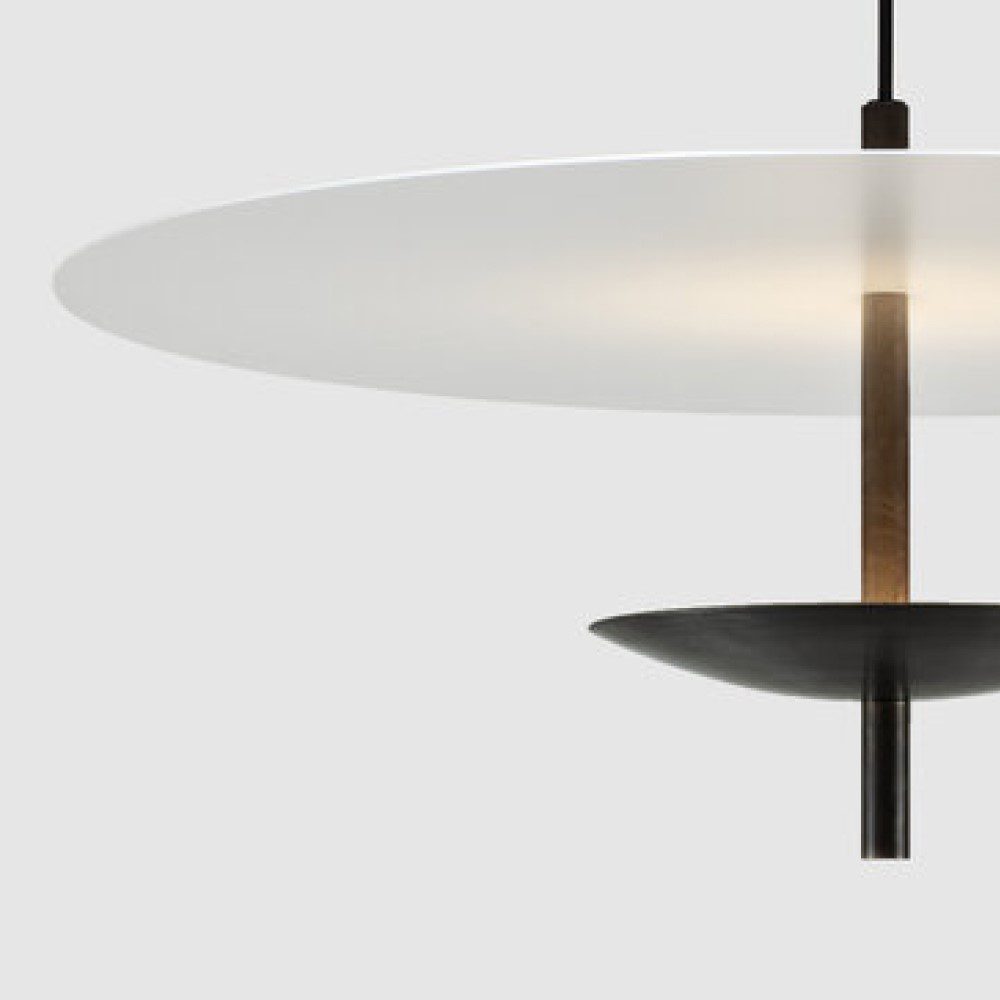 BEN TOVIM DESIGN Round Reflector Pendant Light - Bronze Patina Finish | 2 Size Options | Modern Ceiling Lighting for Living Room, Bedroom & Dining Area