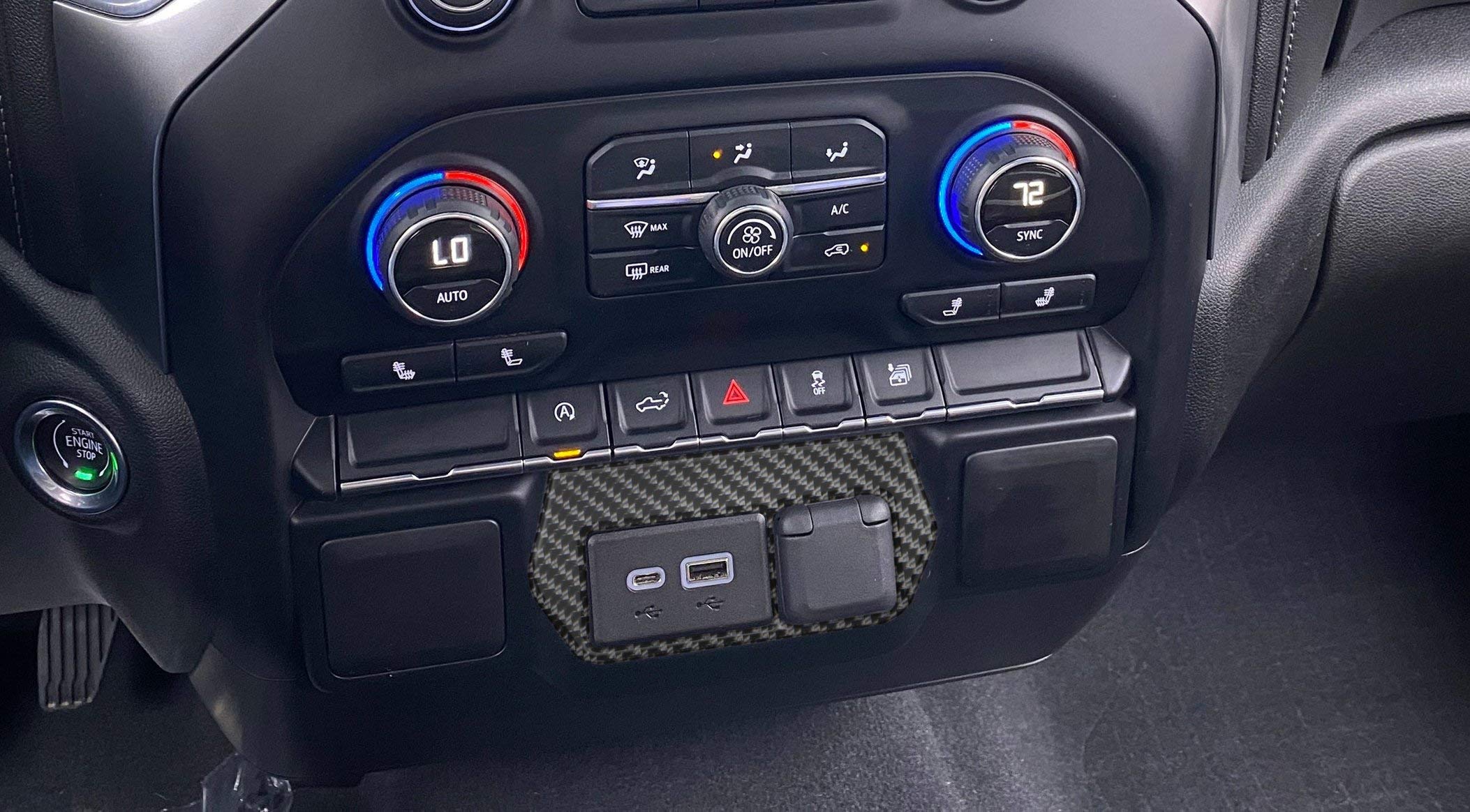 2019-2022 Chevy Silverado USB Center Dash Accent Trim - Compatible with Non-Refresh Interior | Car Accessories for Charging & Interior Customization | Perfect for Road Trips & Daily Commutes