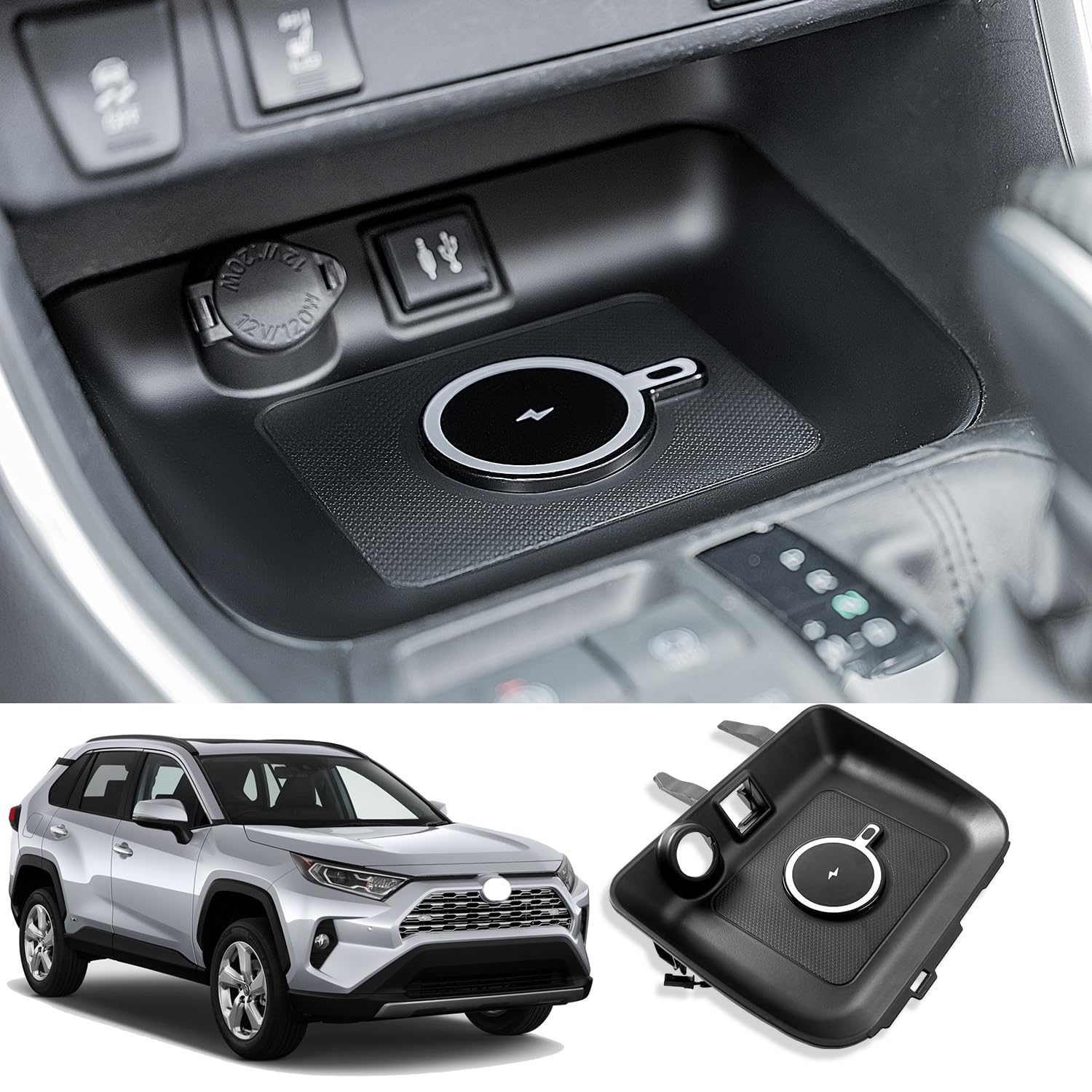 **Magnetic Wireless Car Charger for Toyota RAV4 2019-2025 - Qi-Certified Fast Charging Pad Replacement Accessory | Perfect for Commuting & Road Trips**