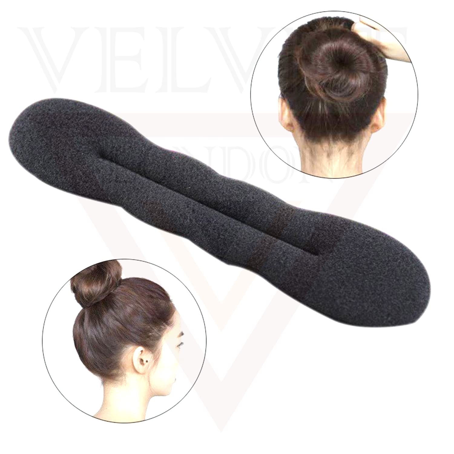 2Pcs Magic Hair Bun Maker & Donut Twister - Hair Styling Wraps, Roll Clips for Ponytail & French Twist - Women's Hair Accessories (Black) - Perfect for Work, Party & Everyday Hairstyles