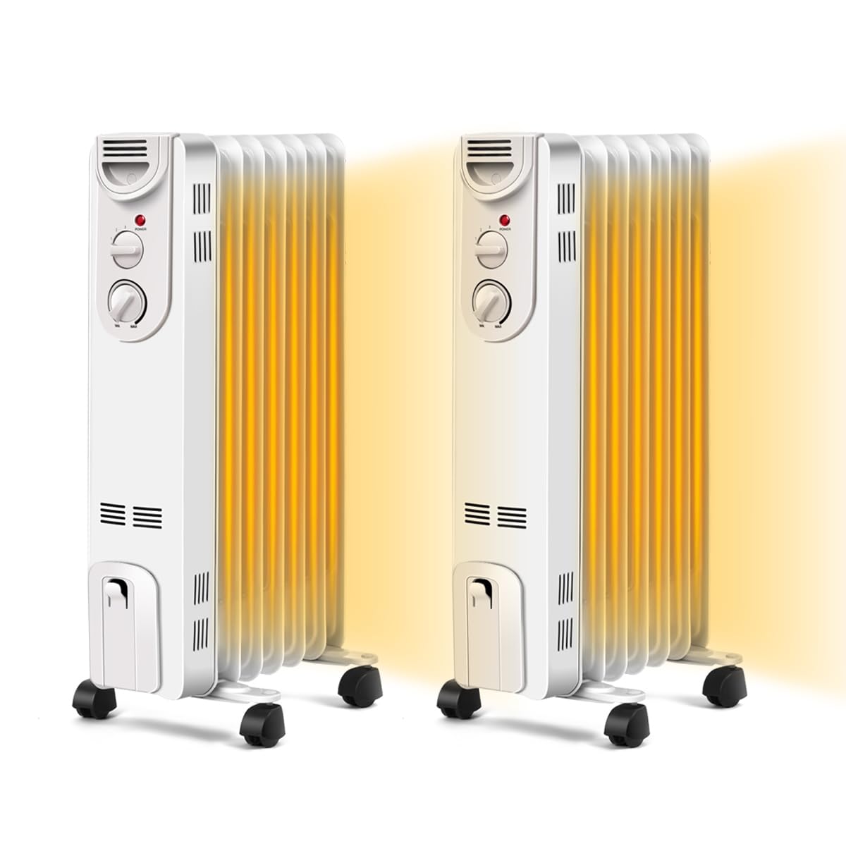 ARLIME 1500W Oil Filled Radiator Heater with Adjustable Thermostat - 3 Heat Settings, Overheat & Tip-Over Protection - Energy Efficient Portable Space Heater for Bedroom, Office, Living Room & Home Use - Quiet Electric Radiant Heater for Winter Warmth