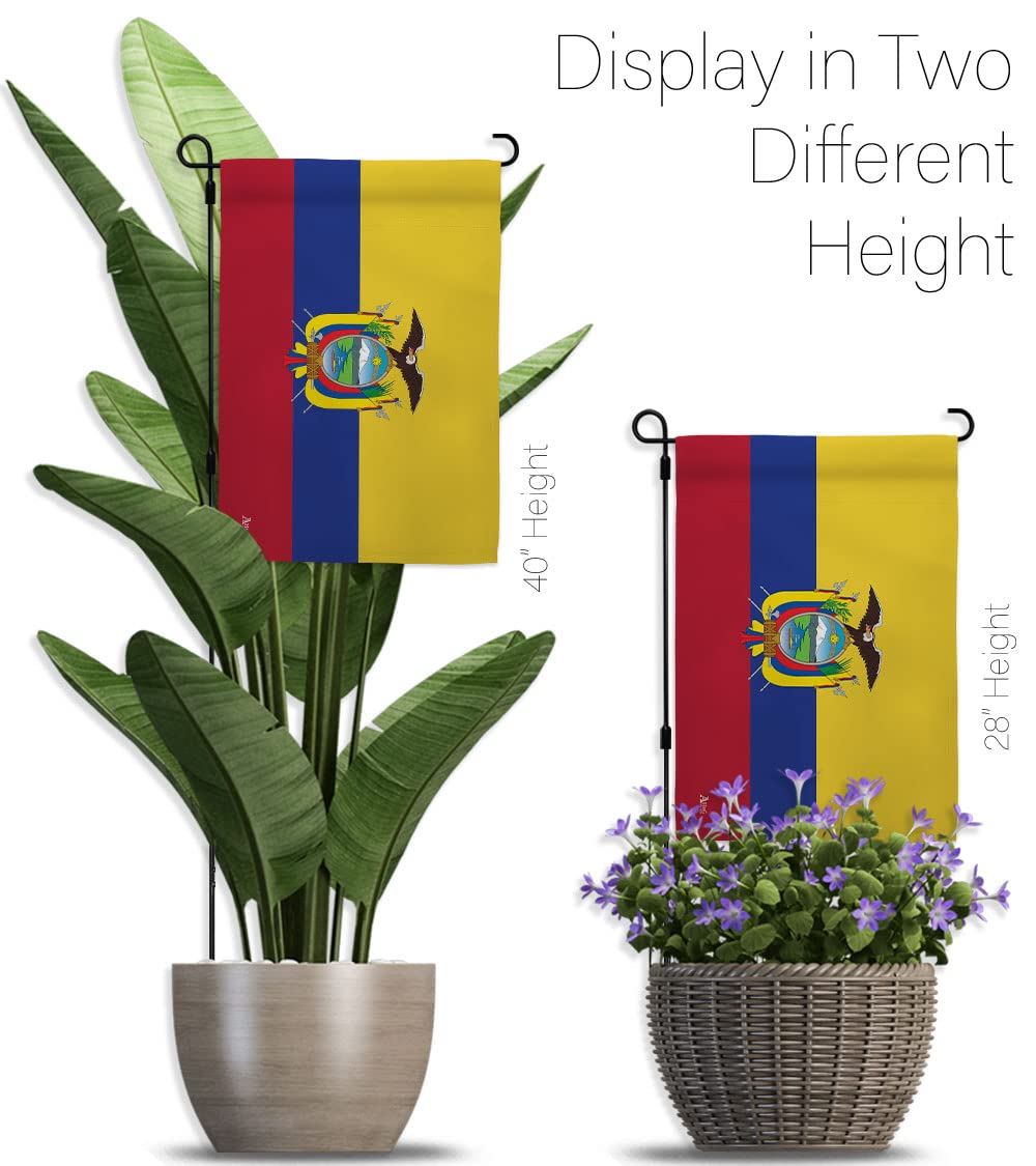 Americana Home & Garden Ecuador Double-Sided Garden Flag Set with Stand - USA Made Country House Decoration Banner for Yard, Patio & Outdoor Decor - Perfect for National Holidays, Cultural Events & International Celebrations