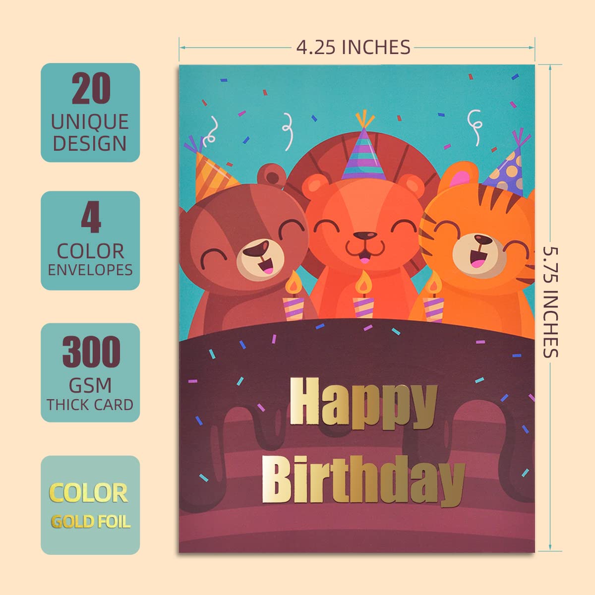 20 Unique Cartoon Birthday Cards with Envelopes & Stickers - Bulk Assortment for Kids, Men & Women - Perfect for Birthday Parties, Gifts & Greetings