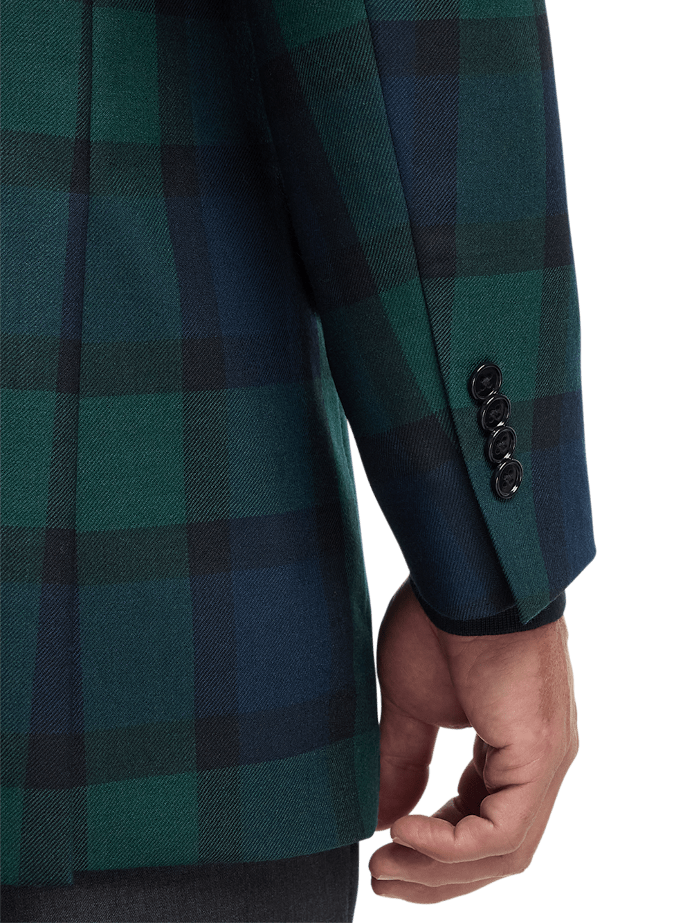 Wool Plaid Single Breasted Notch Lapel Sport Coat for Men - Blue & Green Checkered Blazer - Perfect for Business Casual, Office Wear & Formal Events