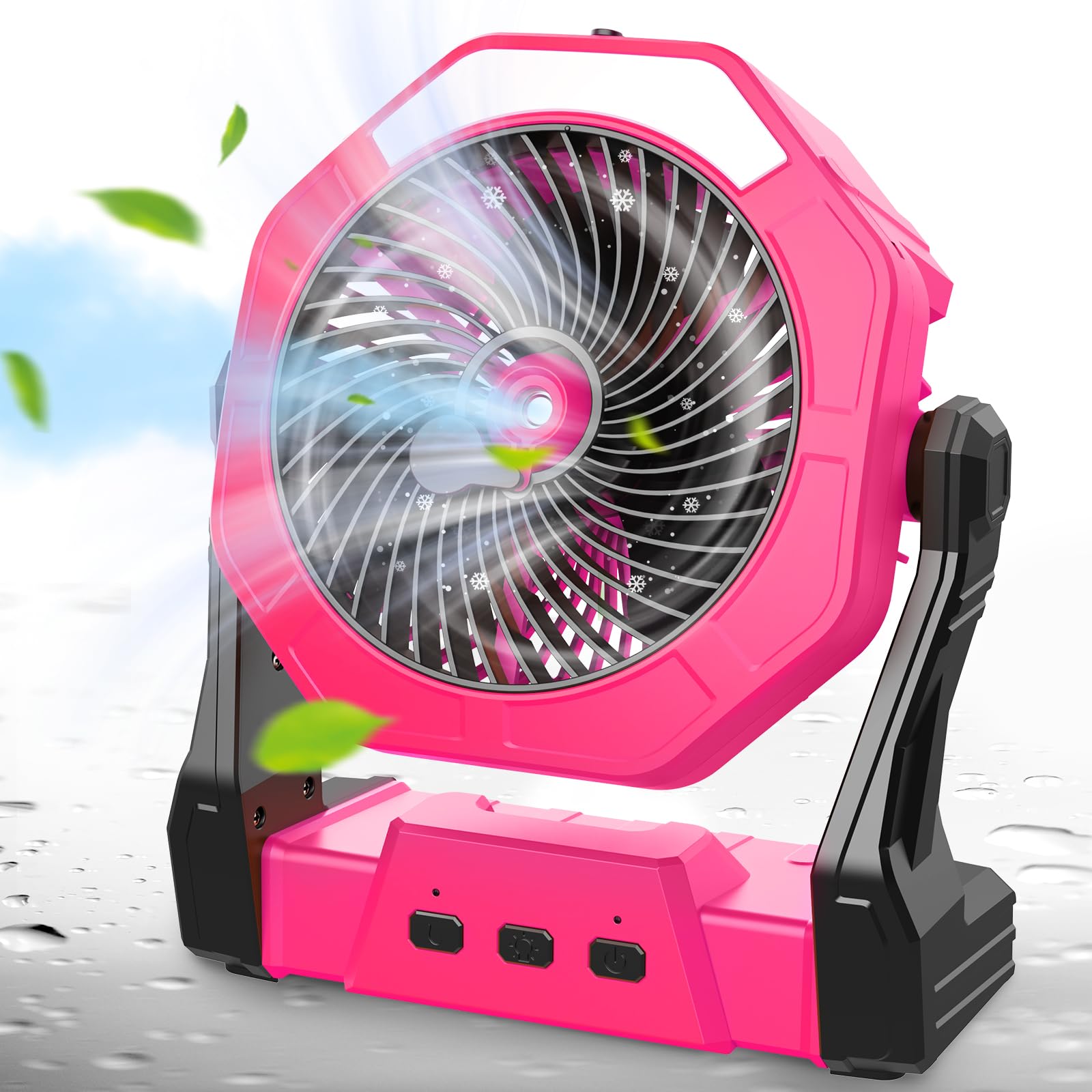 Ausic 8-Inch Portable Misting Fan with 250ml Water Tank & 10000mAh Battery - Rechargeable Outdoor Cooling Fan with Spray, Hook, and LED Light - Perfect for Camping, Beach, Patio, Tent, and Travel Adventures