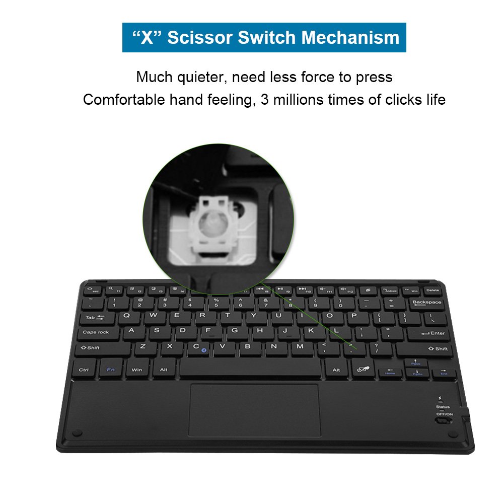 Ultra-Slim Bluetooth Keyboard with Touchpad - Wireless Portable Keyboard for PC, Android Phone, Tablet - Perfect for Home Office, Travel & Remote Work