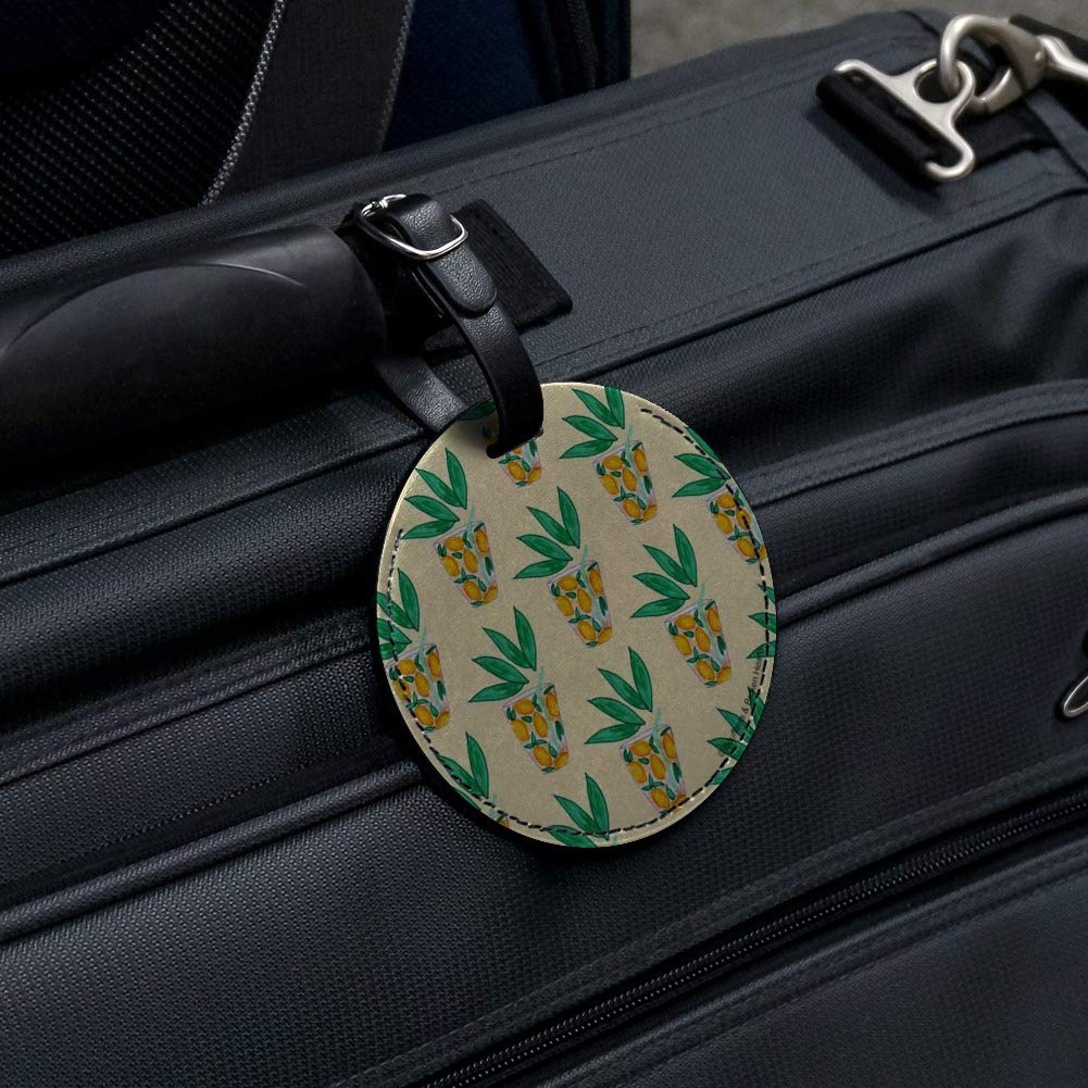 Lemonade Pattern Round Leather Luggage Tag - Durable Carry-On ID Tag for Suitcases & Travel Bags - Perfect for Vacation, Business Trips & Airplane Travel