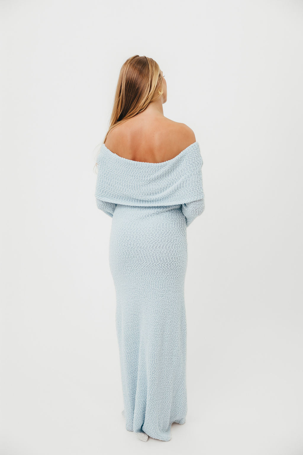 Stylish Nora Knit Maxi Dress in Dusty Blue - Bump Friendly Maternity Dress for Pregnancy, Nursing & Special Occasions | Perfect for Weddings, Baby Showers & Everyday Wear