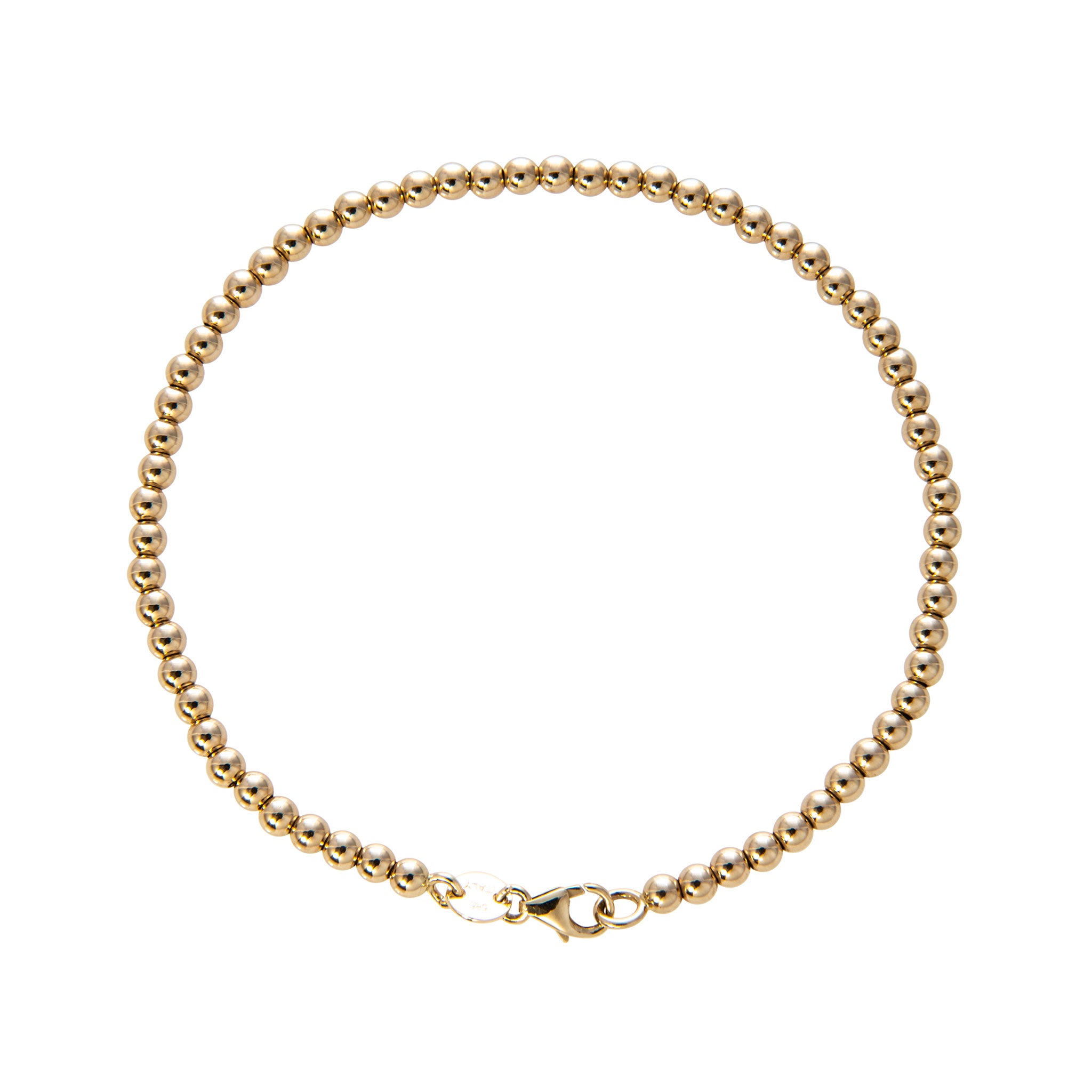 14K Yellow Gold Italian 3mm Ball Bead Chain Bracelet for Women - Elegant Minimalist Jewelry for Everyday Wear, Gifts & Special Occasions