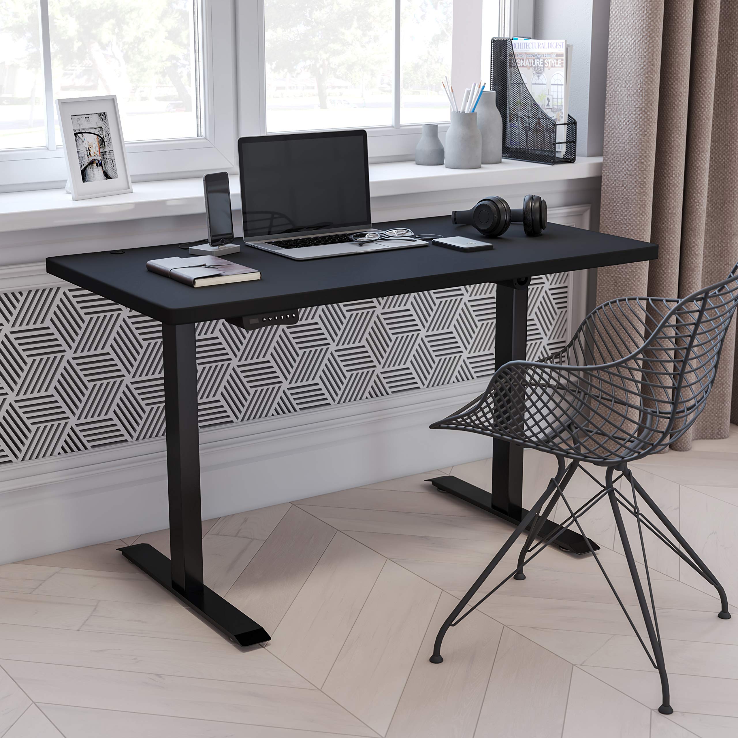 Electric Height Adjustable Standing Desk 48x24 Inches - Black Ergonomic Office Desk with Memory Presets - Perfect for Home Office, Gaming & Workspace Setup