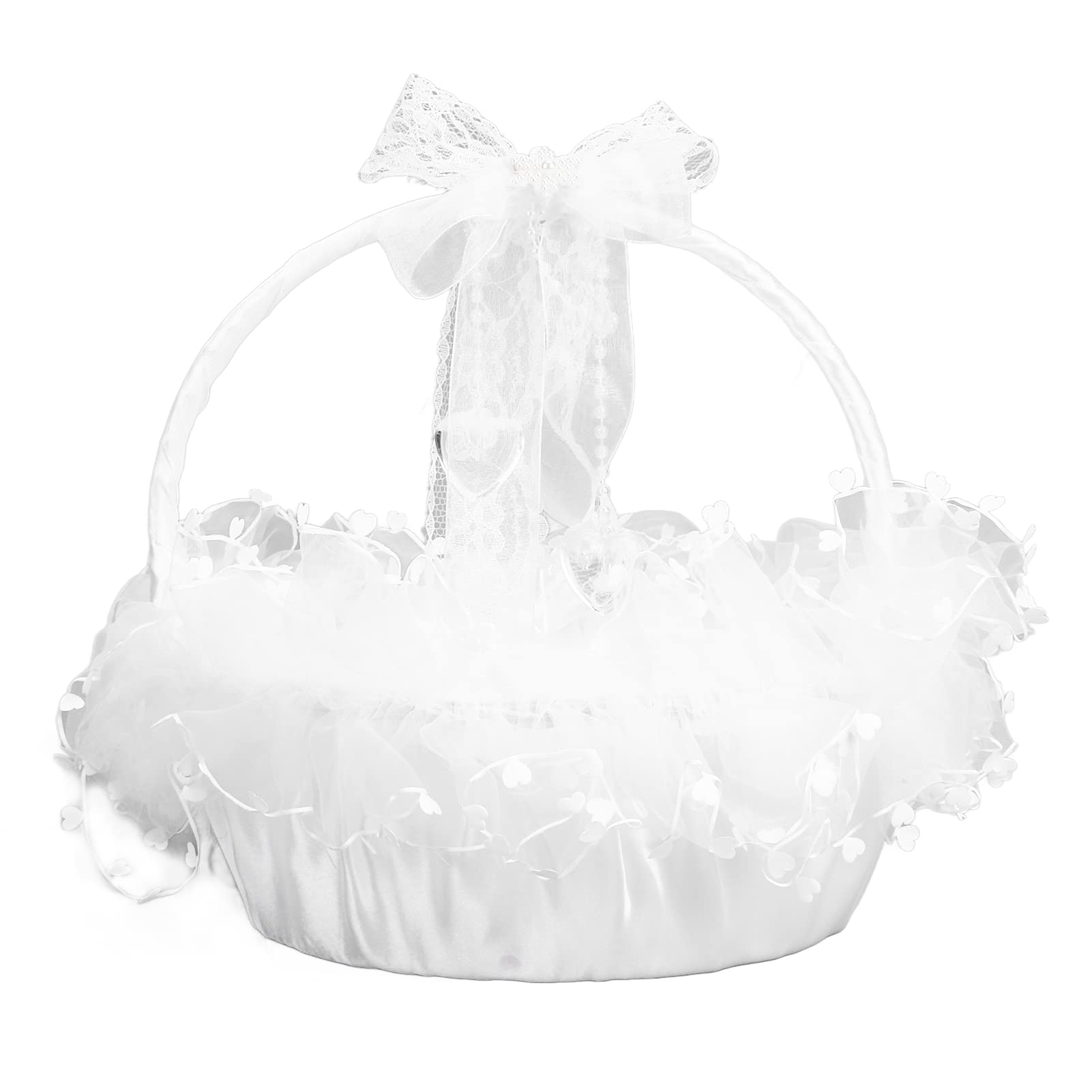 CHICIRIS Elegant Lace Wedding Basket - Durable Flower Girl Basket for Wedding Party, Bridal Shower & Special Events | Portable & Stylish Decorative Accessory