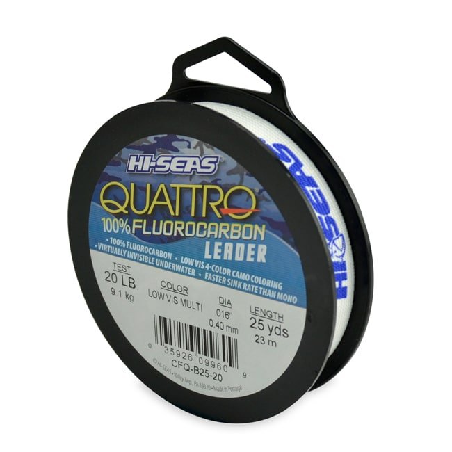 Hi Seas Quattro Camo Fluorocarbon Fishing Line - Premium Invisible Leader for Saltwater & Freshwater - Ideal for Bass, Trout, and Saltwater Game Fish