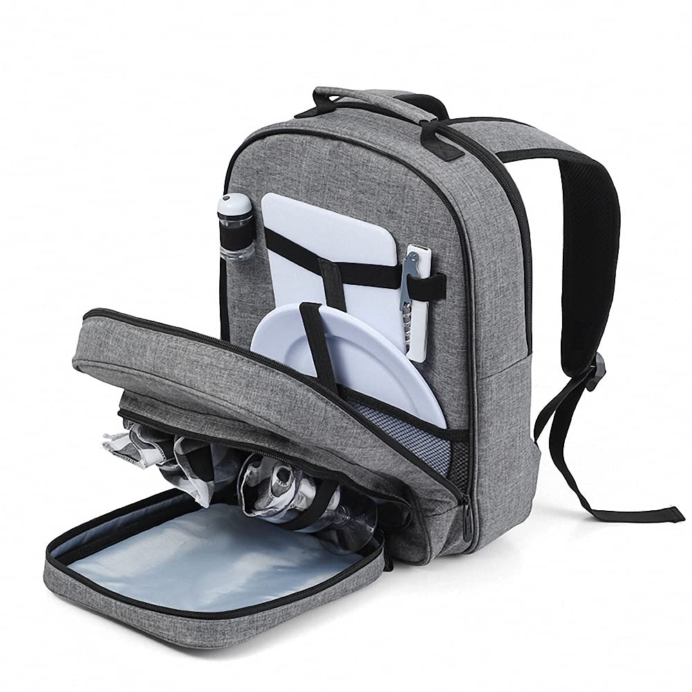 Premium 2-Person Outdoor Backpack for Hiking, Camping & Picnics - Insulated Cooler Compartment, Detachable Wine/Bottle Holder, Fleece Blanket & Complete Cutlery Set - Perfect for Adventure Trips, Beach Outings & Romantic Getaways