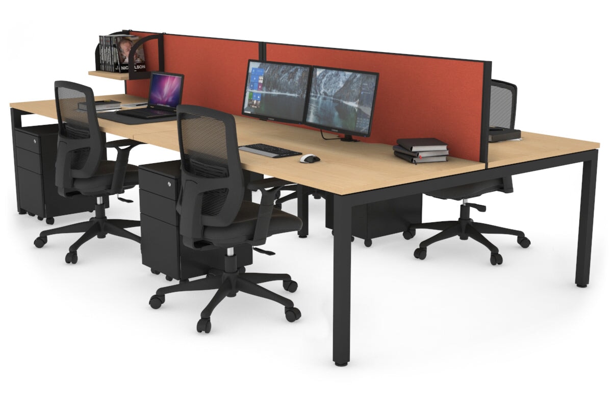 4-Person Office Workstation with Quadro Square Legs - 1800L x 800W Desk with Cable Management Scallop | Perfect for Collaborative Workspaces & Open Office Environments