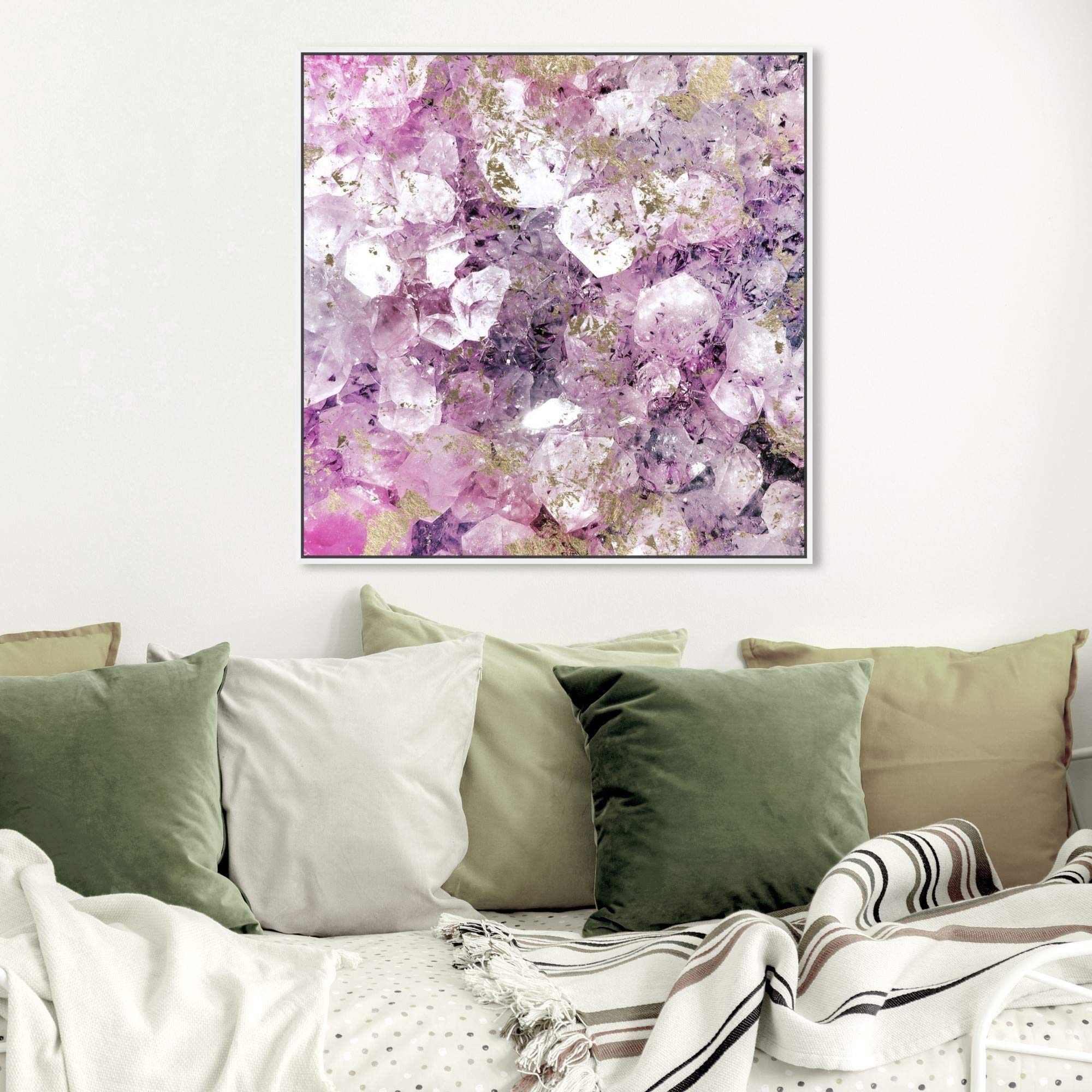 Oliver Gal Abstract Framed Wall Art - 30x30 Inch Purple & Gold Crystal Canvas Print for Romantic Home Decor | Perfect for Living Room, Bedroom & Office