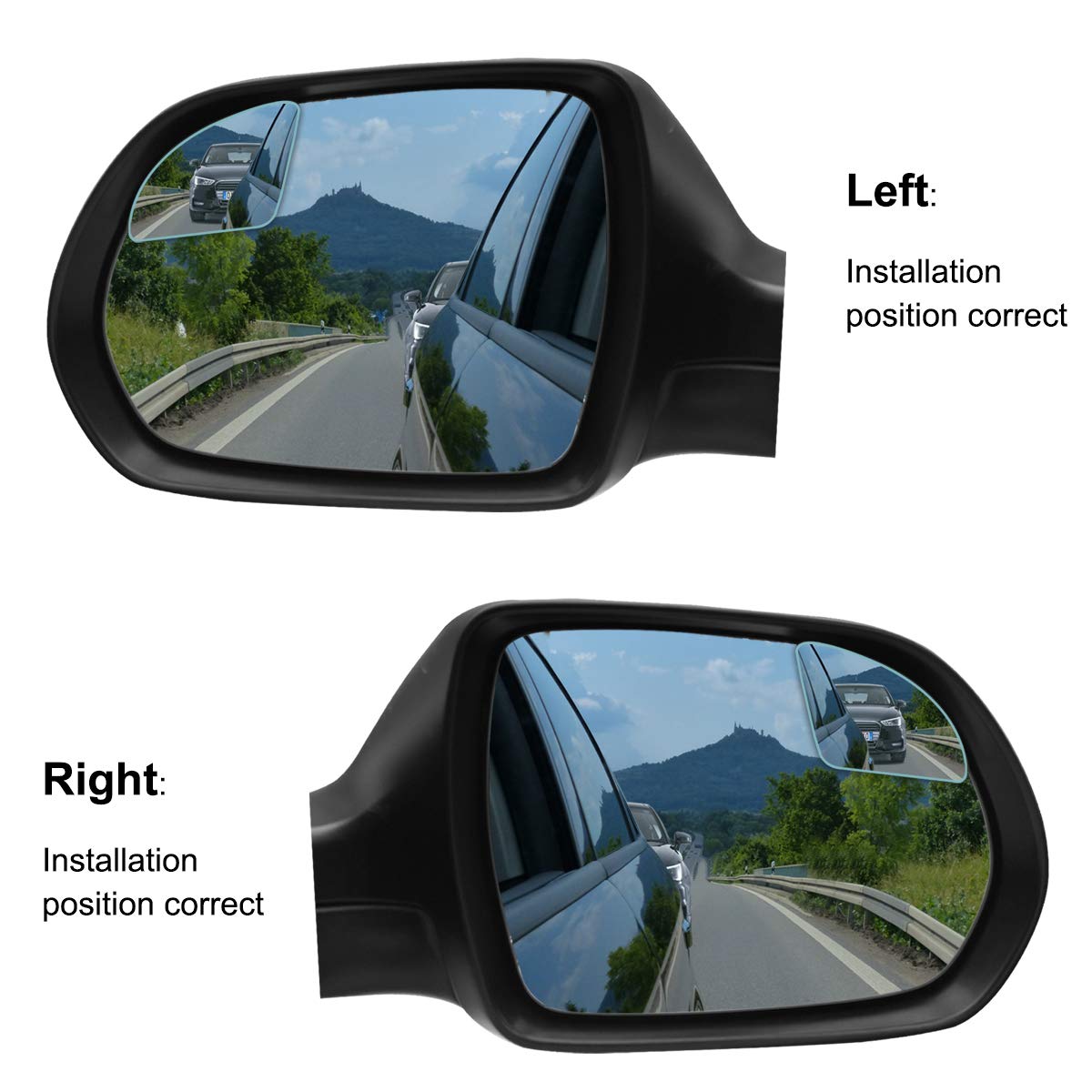 POMFW 2 Inch Blind Spot Mirror for Cars, SUVs, Trucks & Vans - Frameless Convex Rearview Mirror with 3M Adhesive, HD Glass, Adjustable Wide Angle (2-Pack, Fan-Shaped) - Perfect for Parking, Lane Changes & Safer Driving