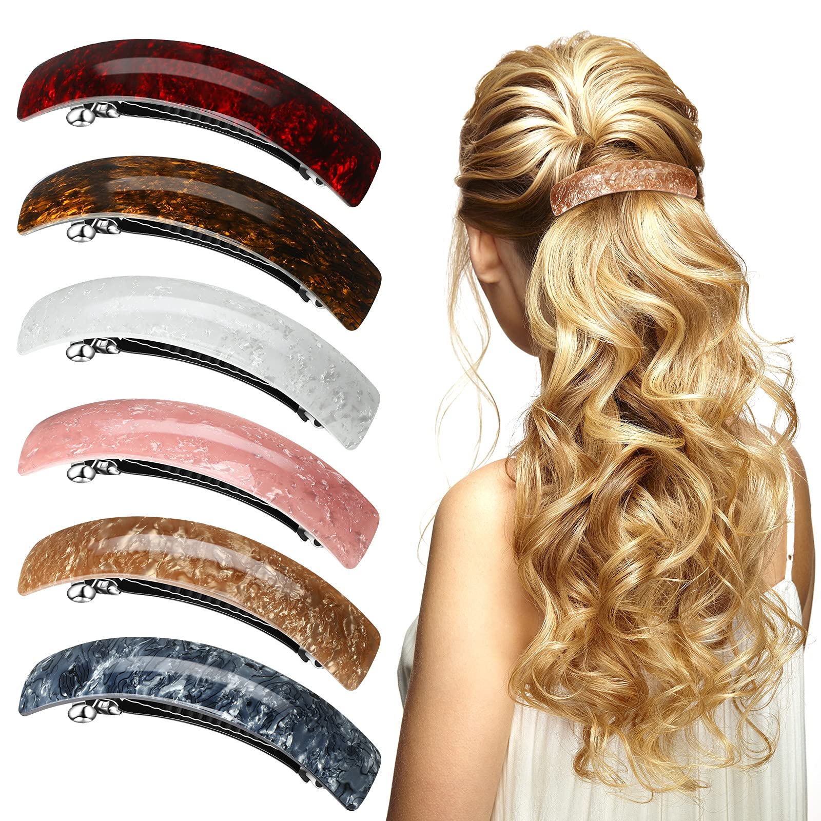 6 Vintage Hair Barrettes - French Hair Clips for Women, Perfect for Parties & Weddings