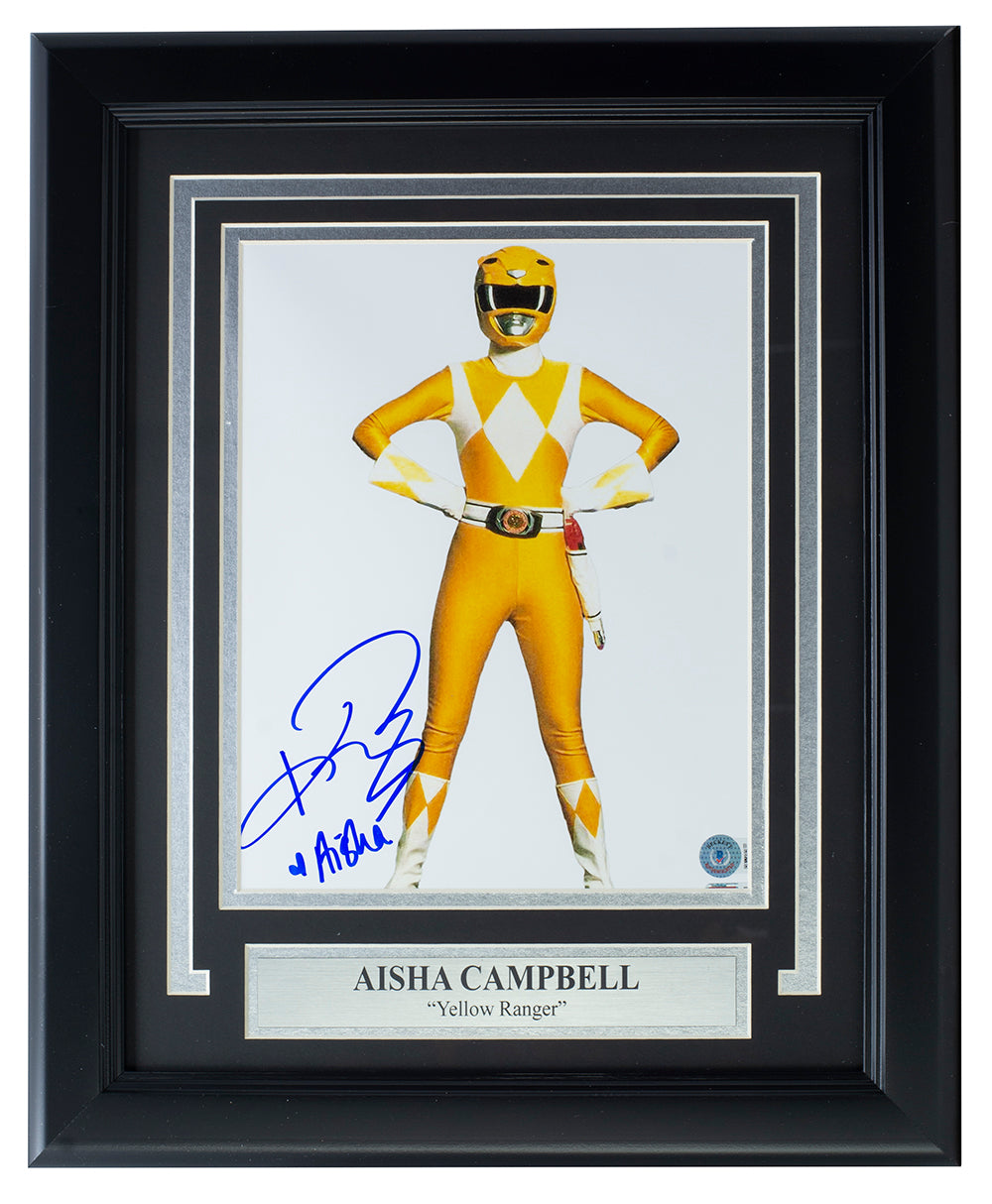 Aisha Campbell Yellow Ranger Autographed 8x10 Framed Power Rangers Photo - Perfect for Collectors, Fans, and Home Theater Decor