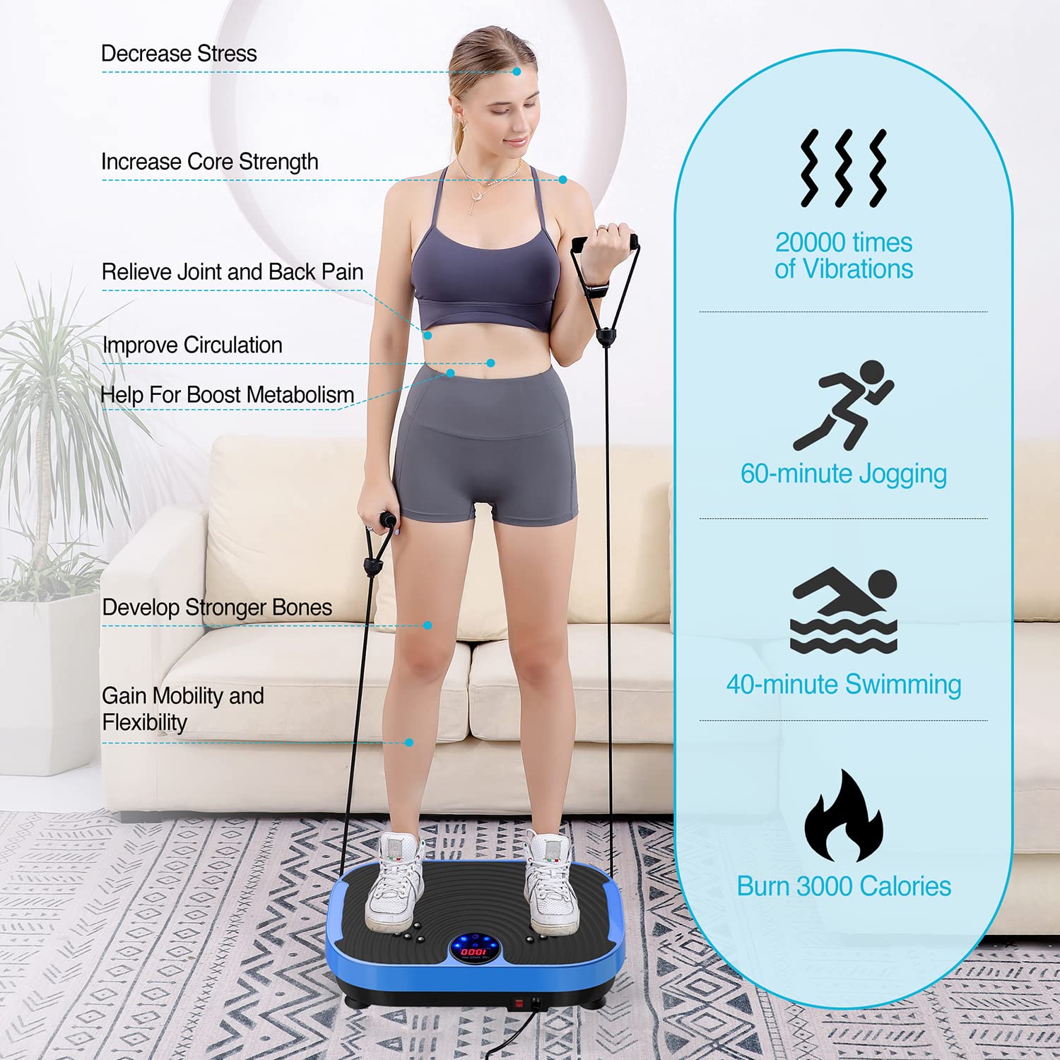 AXV Vibration Plate Exercise Machine - Whole Body Workout Platform for Weight Loss, Toning & Lymphatic Drainage | Home Gym Fitness Equipment for Women & Men | Perfect for Small Spaces & Recovery Workouts