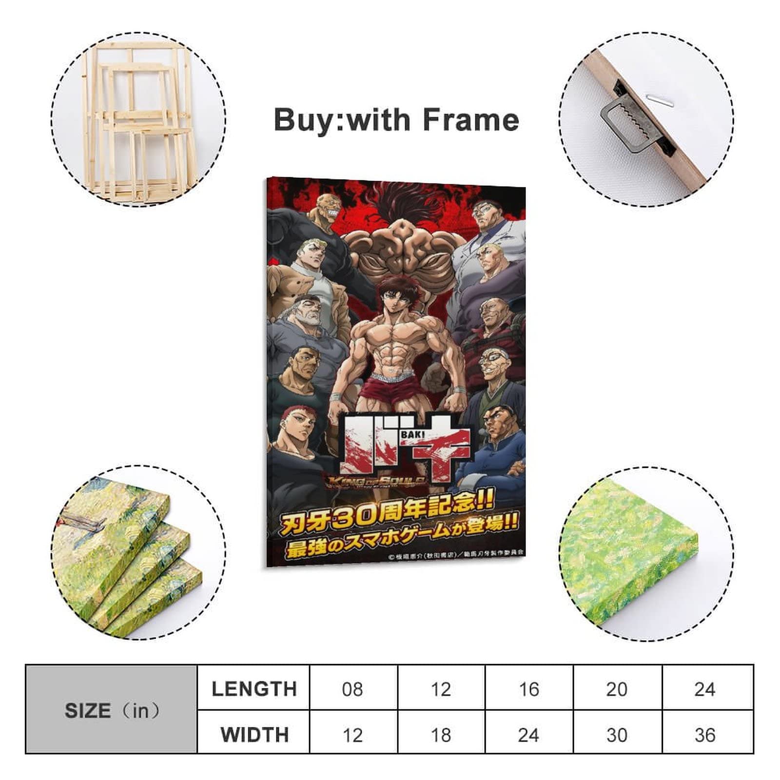 AOMACA Baki The Grappler Anime Canvas Wall Art Poster - 24x36 Inches (60x90cm) - Japanese Manga Decor for Bedroom, Living Room, Game Room & Office - Perfect Gift for Anime Fans & Martial Arts Enthusiasts