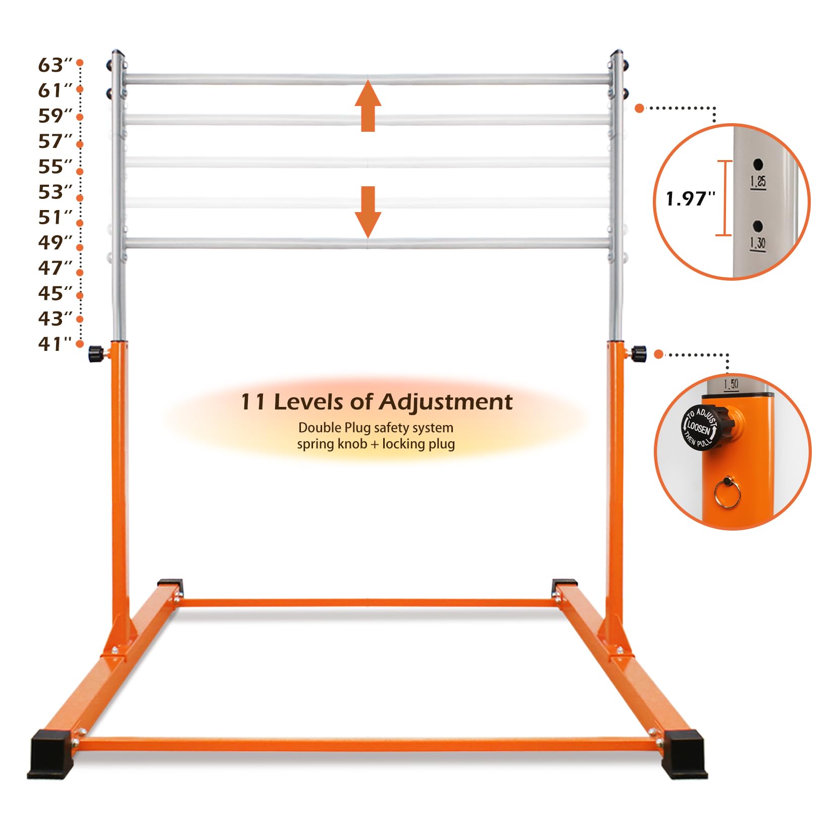 Adjustable Gymnastics Bar for Kids Ages 3-16 - 11 Height Levels, Thickened Upright Tube, Sturdy No-Wobble Design for Home Training | Perfect for Beginners, Gymnastics Practice & Indoor Exercise