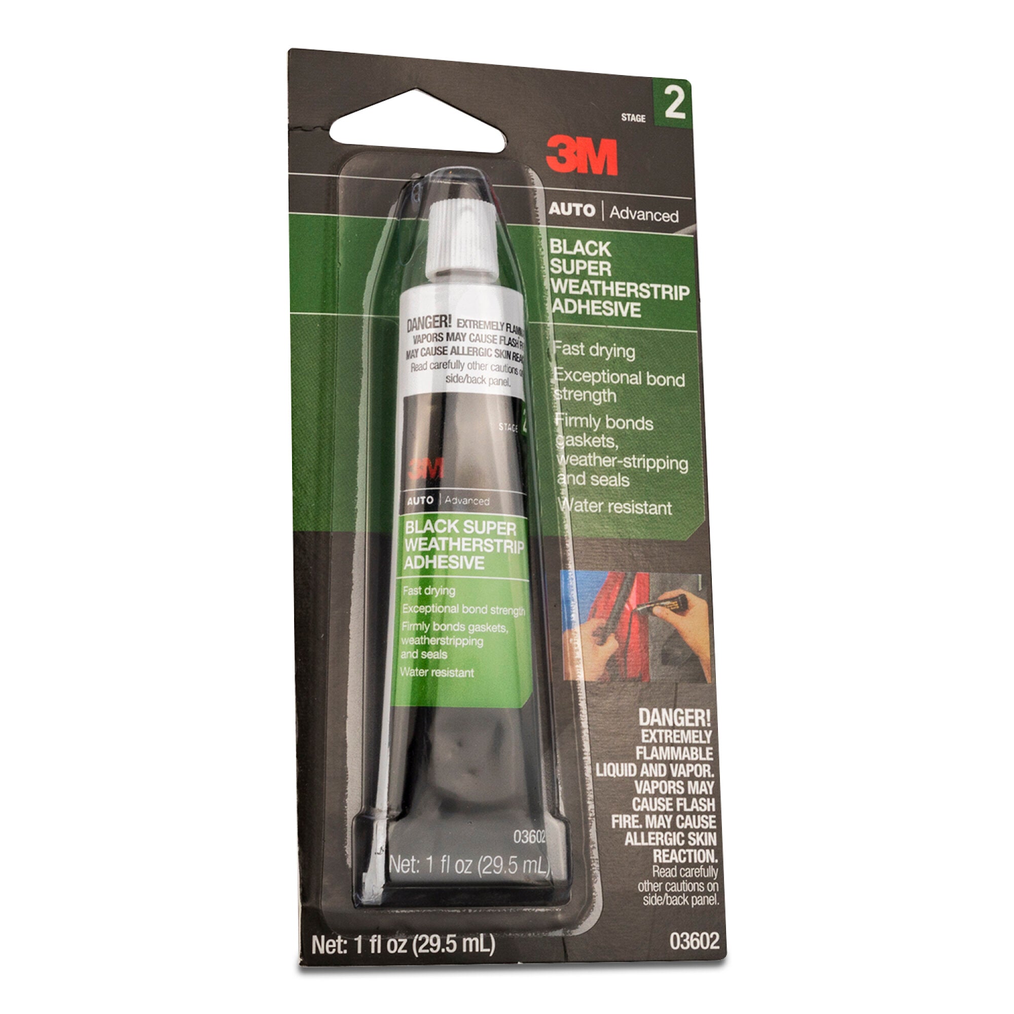 3M Black Super Weatherstrip Adhesive 03602 - 1 oz Tube - Strong Automotive & Home Weather Stripping Glue for Doors, Windows, RV & Marine Sealing