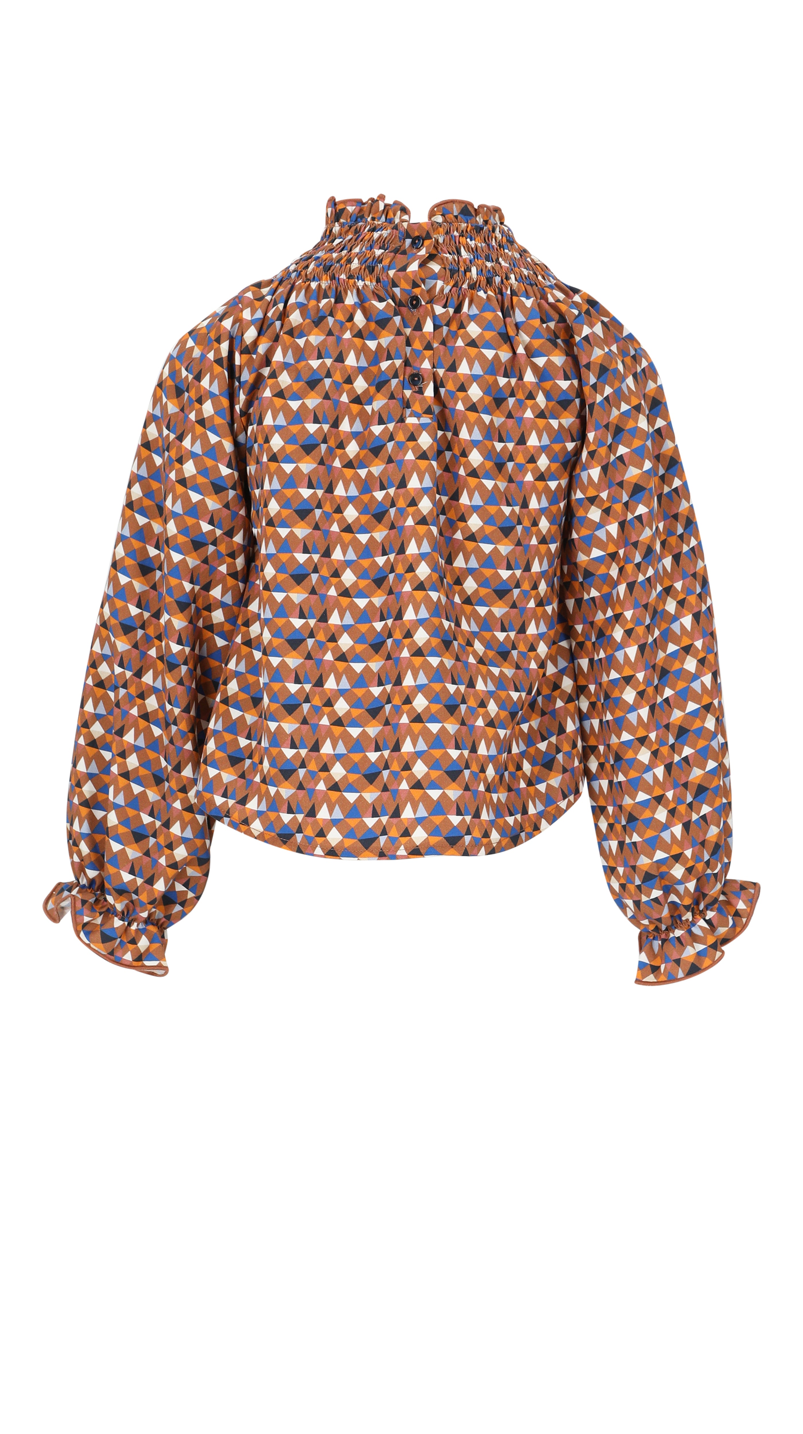 LMN3 Geometric Art Print Mocha Bisque Top - Stylish & Trendy Blouse for Women, Perfect for Casual Outings, Office Wear & Date Nights