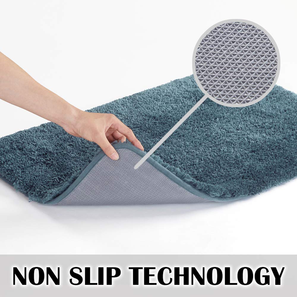 Non-Slip Microfiber Bath Mat - Super Absorbent Plush Shaggy Bathroom Rug (16