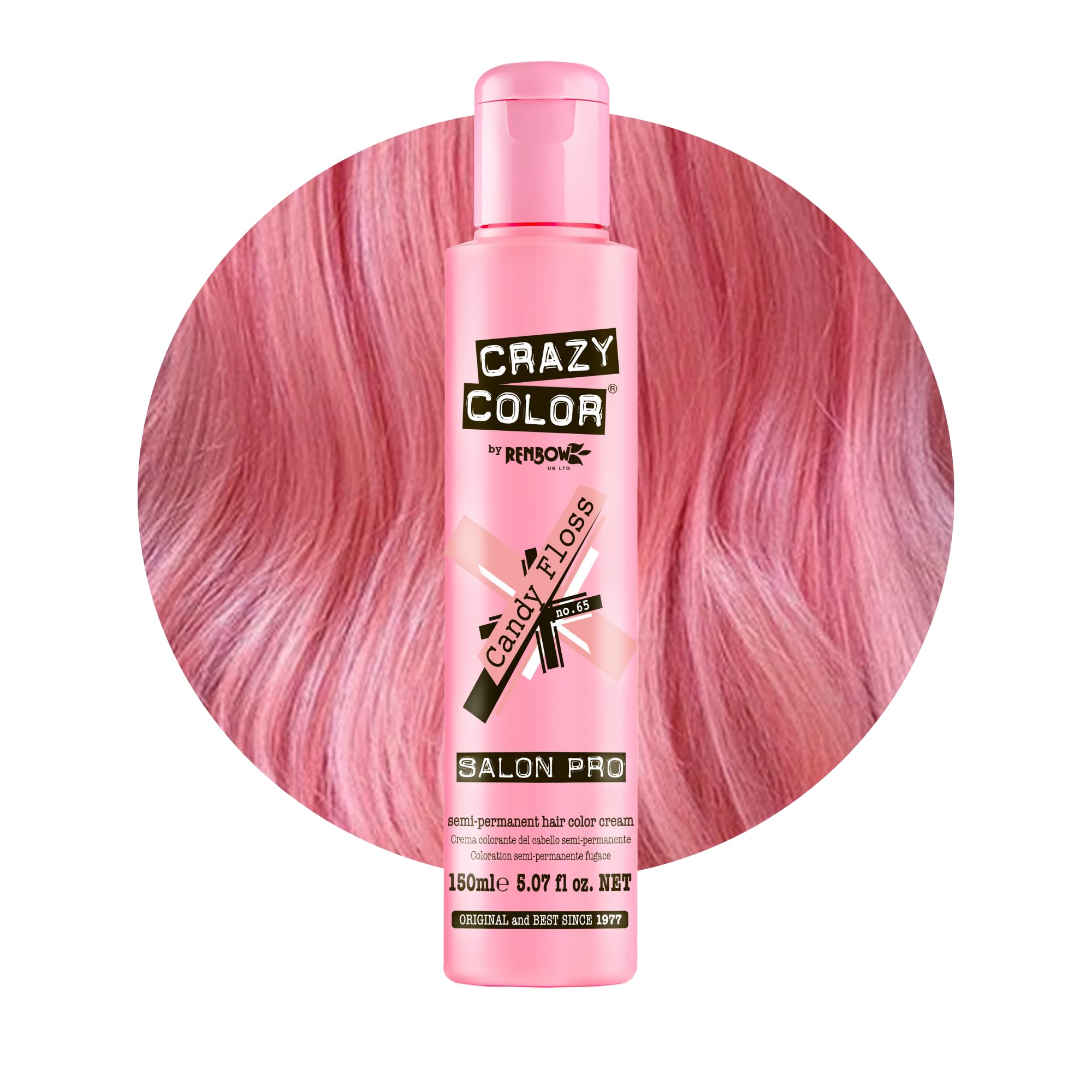 Crazy Color Salon Pro Semi-Permanent Hair Dye - 5.07 oz Candy Floss Pink for Women | Vibrant Long-Lasting Color | Perfect for Parties, Cosplay & Bold Fashion Looks