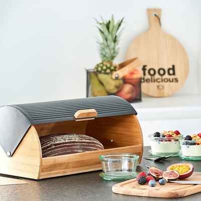 Premium Bamboo & Metal Bread Bin - Airtight Bread Storage Container for Kitchen Countertop - Keep Bread Fresh & Organized - Perfect for Home, Bakery, or Restaurant Use