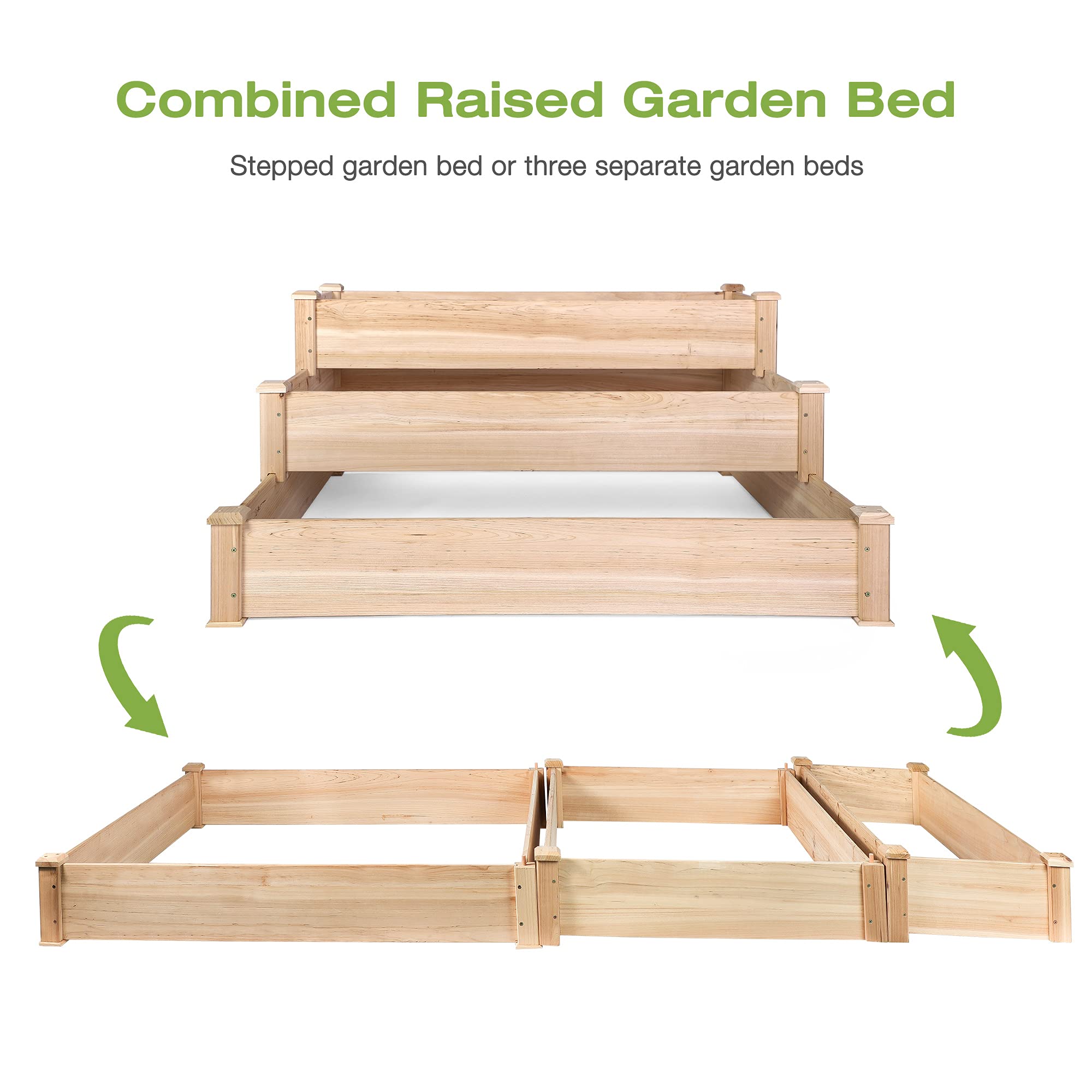 3 Tier Raised Garden Bed Kit - Elevated Outdoor Wood Planter Box for Vegetables, Flowers & Herbs | Perfect for Patio, Backyard & Small Space Gardening