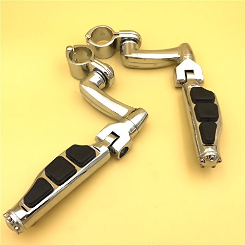 Chrome Adjustable Peg Mounting Kit for Harley Davidson Sportster 883 1200 Street Bob Softail CVO - 1 inch (25mm) Front Engine Guard Footpeg - Perfect for Long Rides and Custom Bike Upgrades