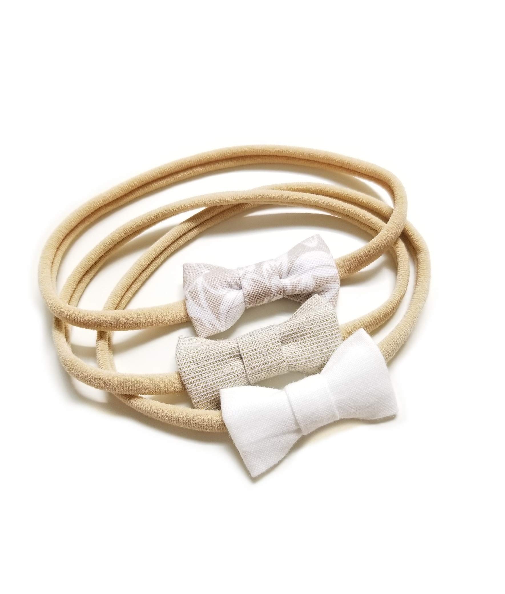 Newborn Baby Bows Headbands for Girls - Set of 3 Mini Hair Accessories | Baby Shower Gift | Made in USA | Perfect for Photography, Birthday Parties & Special Occasions