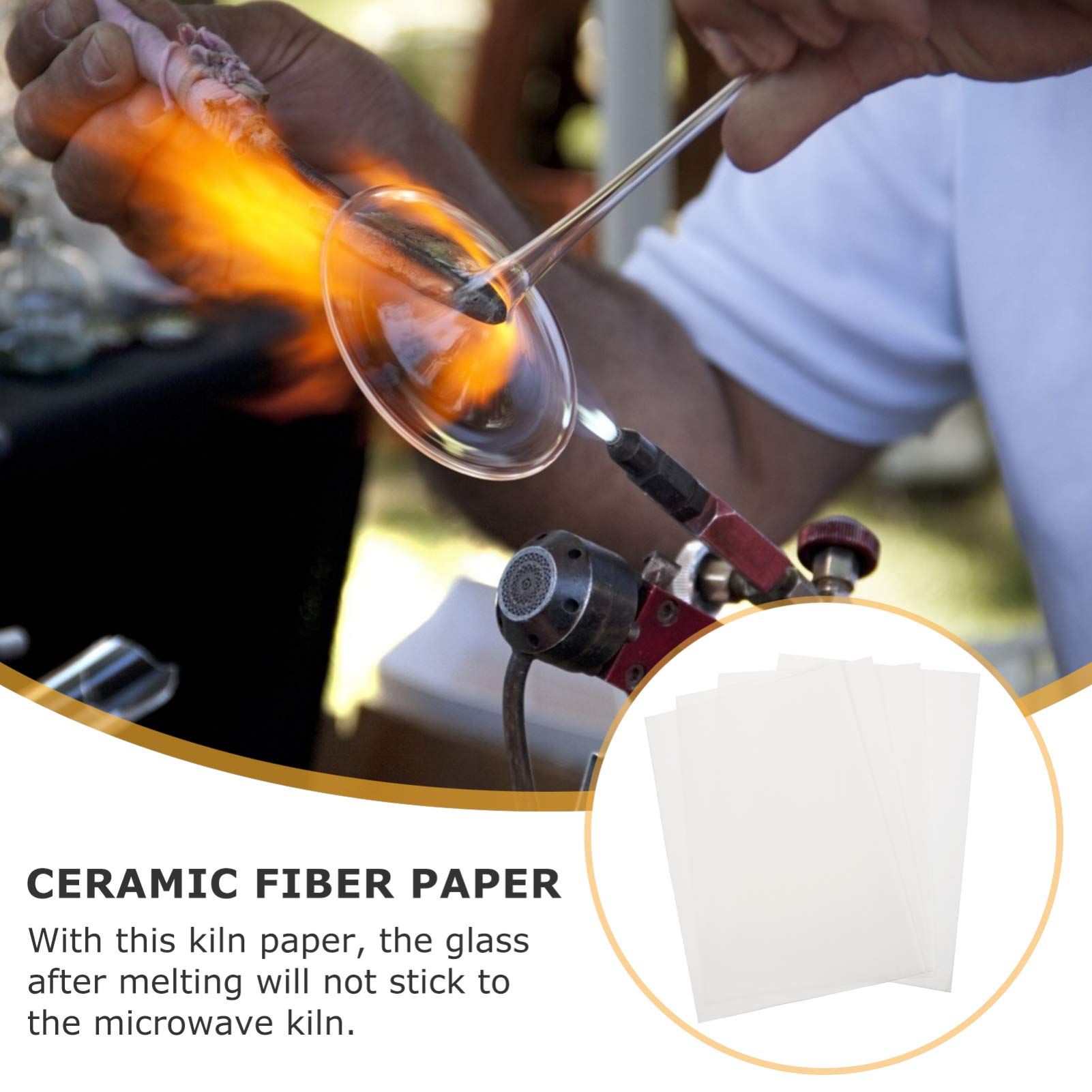 EXCEART 10pcs Microwave Kiln Lining Paper - Jewelry Making Square & Round Shelf Tools - Ceramic Fiber Backing Paper (A4 Size, White) for DIY Metal Clay, Glass Fusing & Small Ceramic Projects