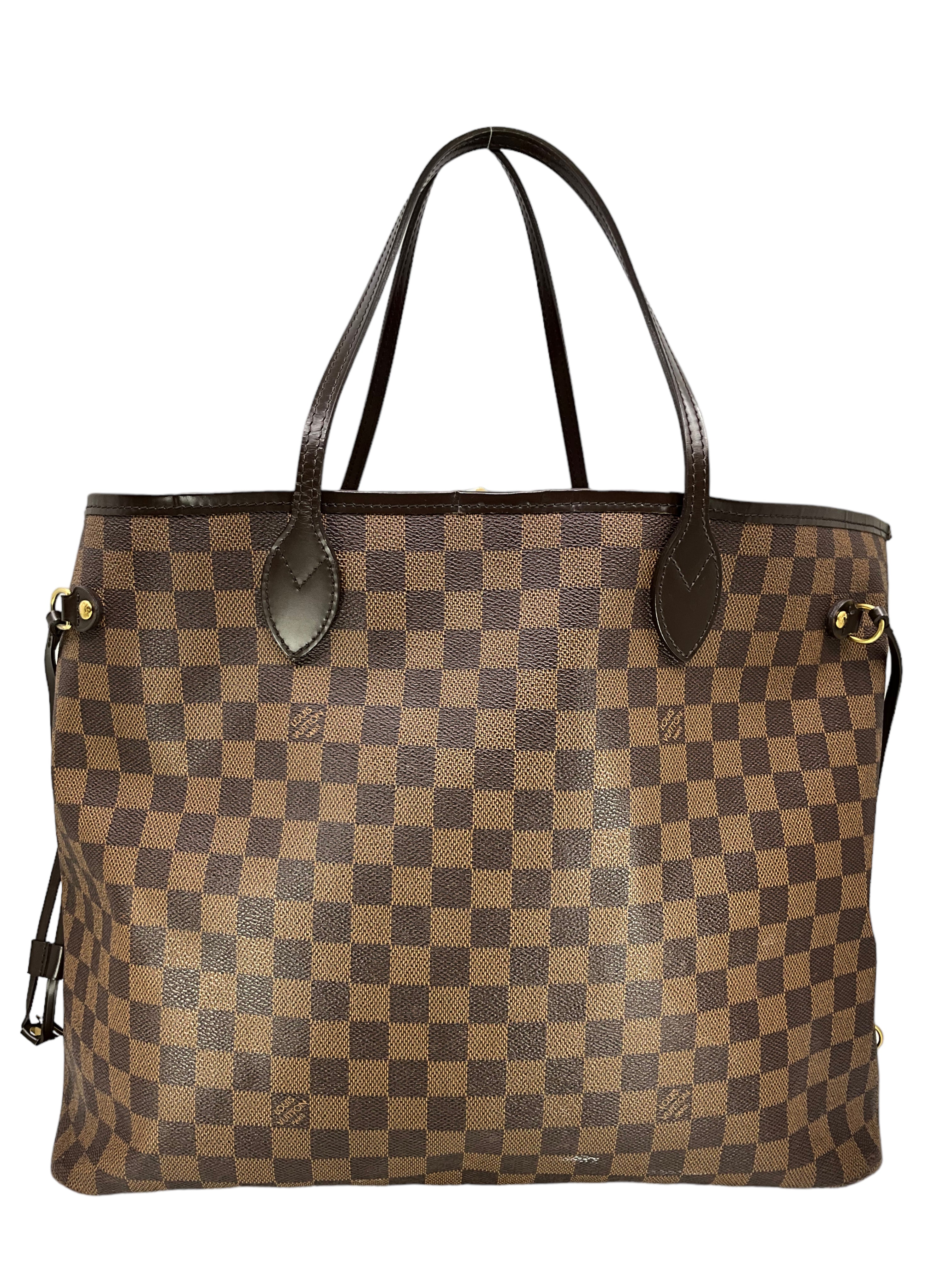 Authentic Louis Vuitton Damier Ebene Neverfull GM Tote Bag - Luxury Canvas Handbag with Leather Trim for Women | Perfect for Work, Travel & Shopping