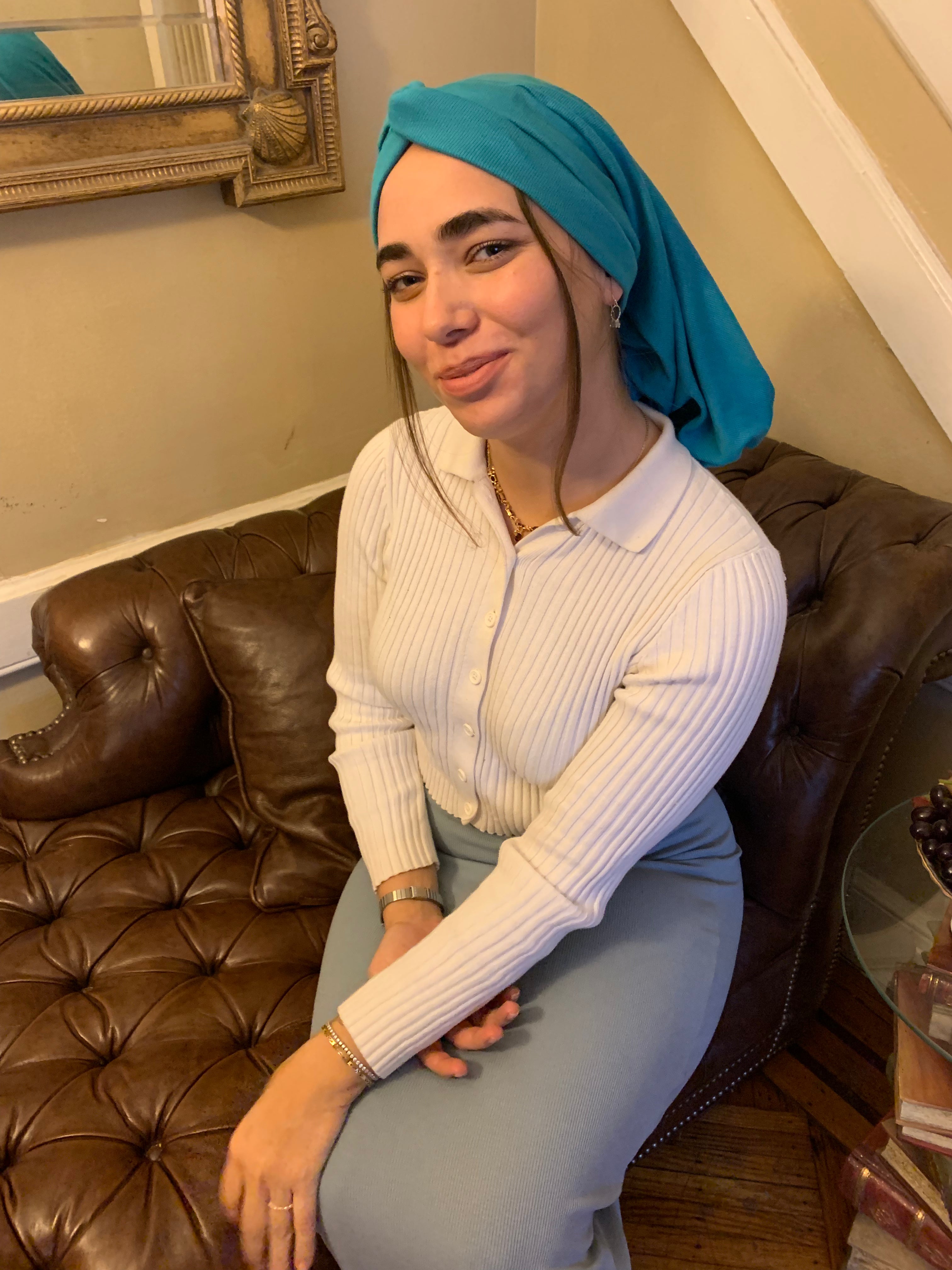 Turquoise Snood Turban Hijab - Premium Muslim Headscarf Made in USA by Uptown Girl Headwear | Perfect for Prayer, Modest Fashion & Everyday Wear